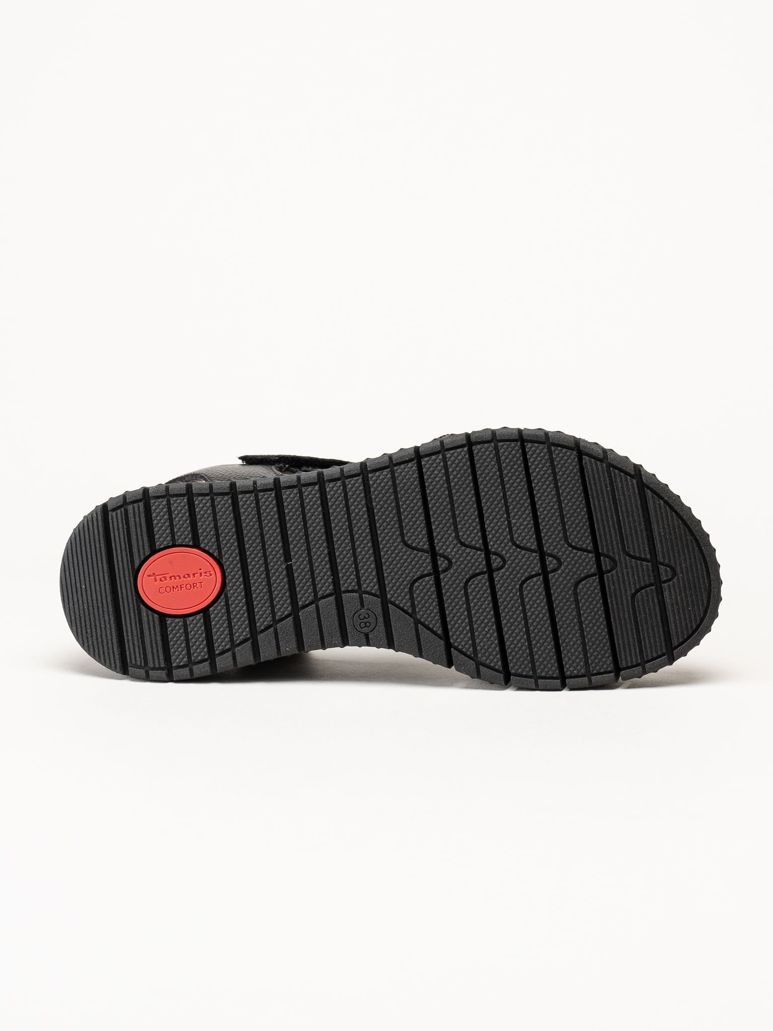 Tamaris - Wide fit - Svarta sandaler i skinn
