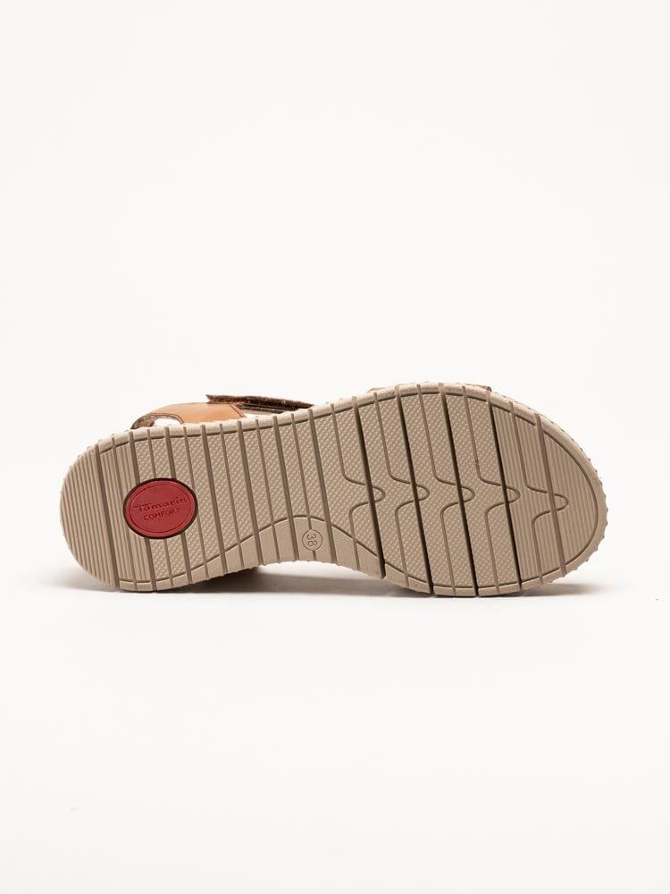 Tamaris - Wide fit - Bruna sandaler i skinn