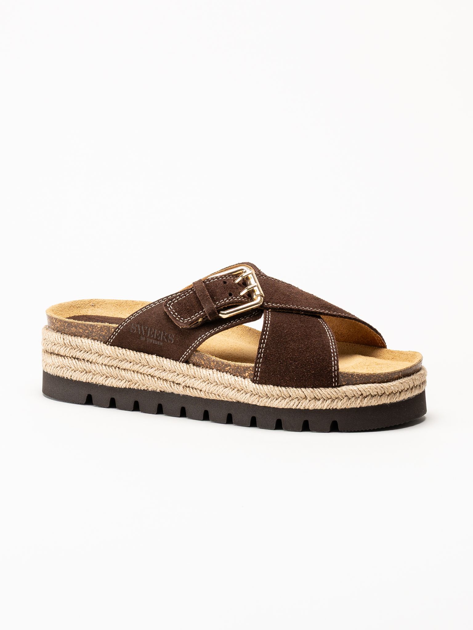 Sweeks - Sonja Cross - Mörkbruna sandaler i mocka