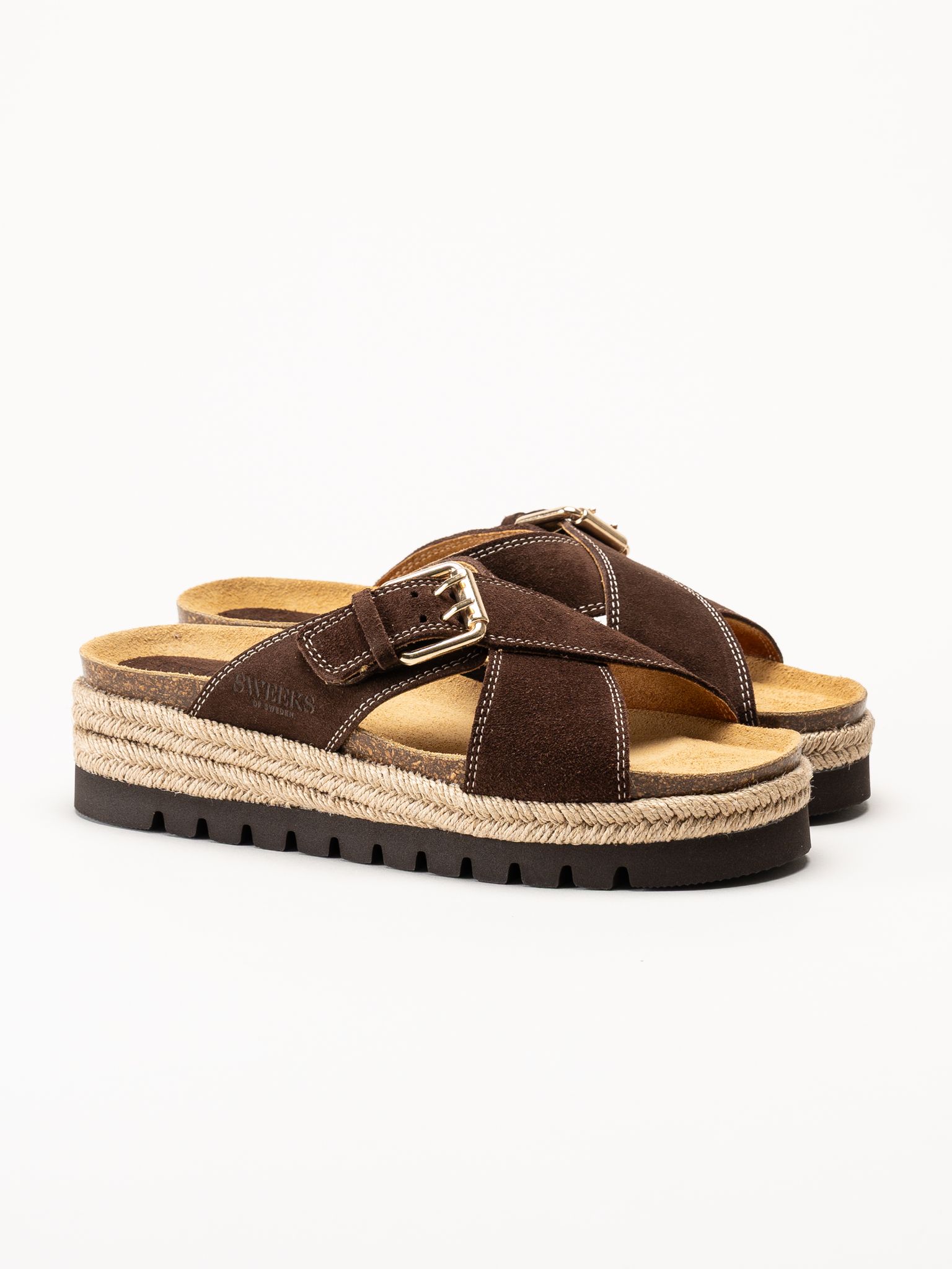 Sweeks - Sonja Cross - Mörkbruna sandaler i mocka