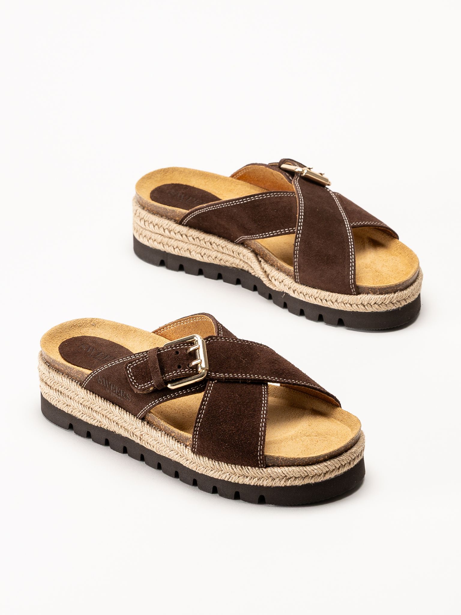 Sweeks - Sonja Cross - Mörkbruna sandaler i mocka