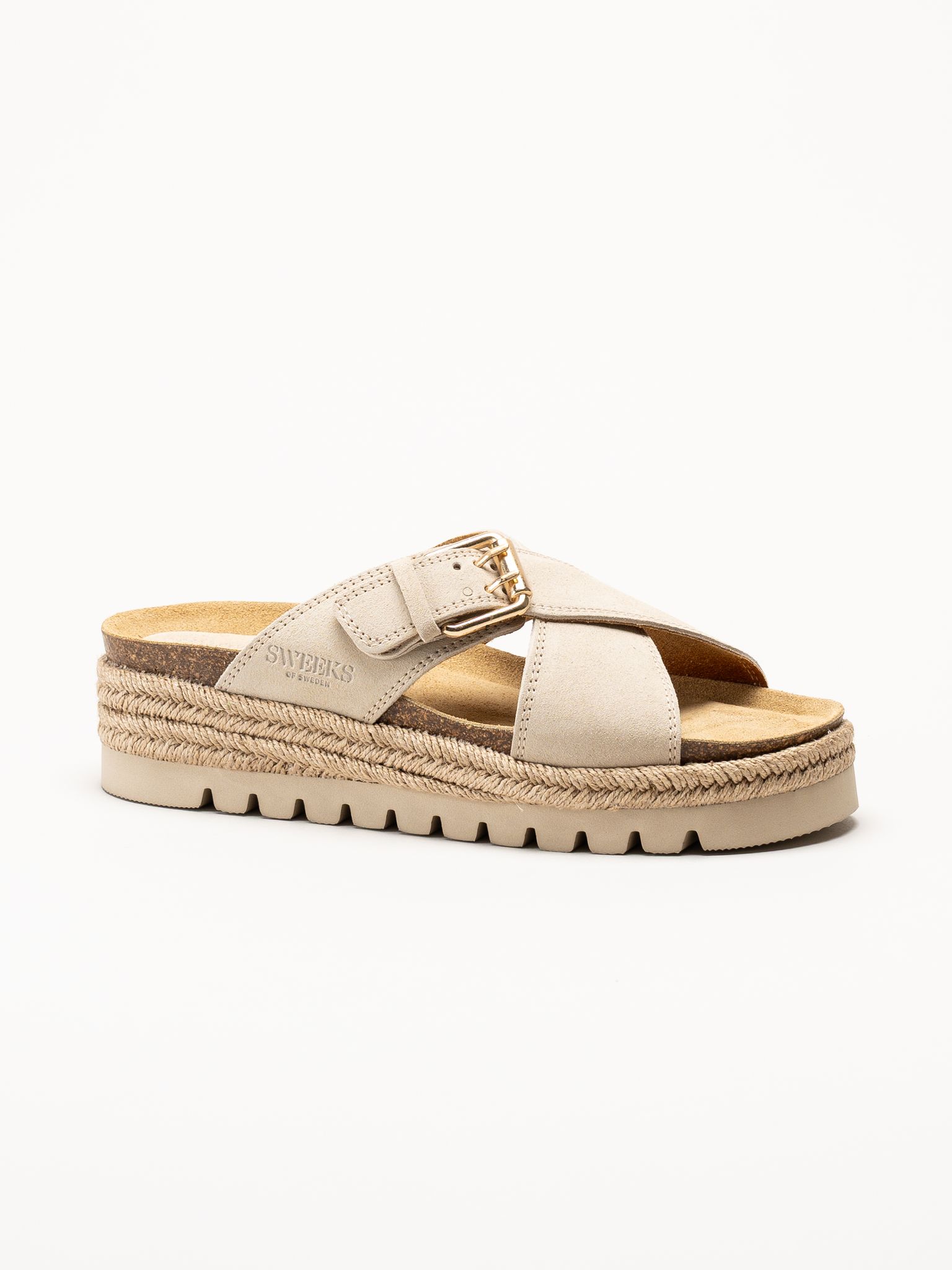 Sweeks - Sonja Cross - Beige sandaler i mocka