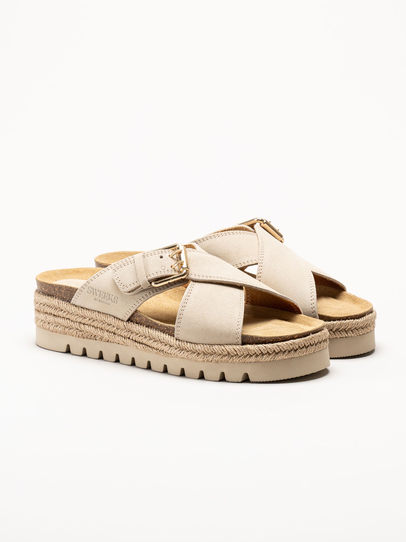 Sweeks - Sonja Cross - Beige sandaler i mocka