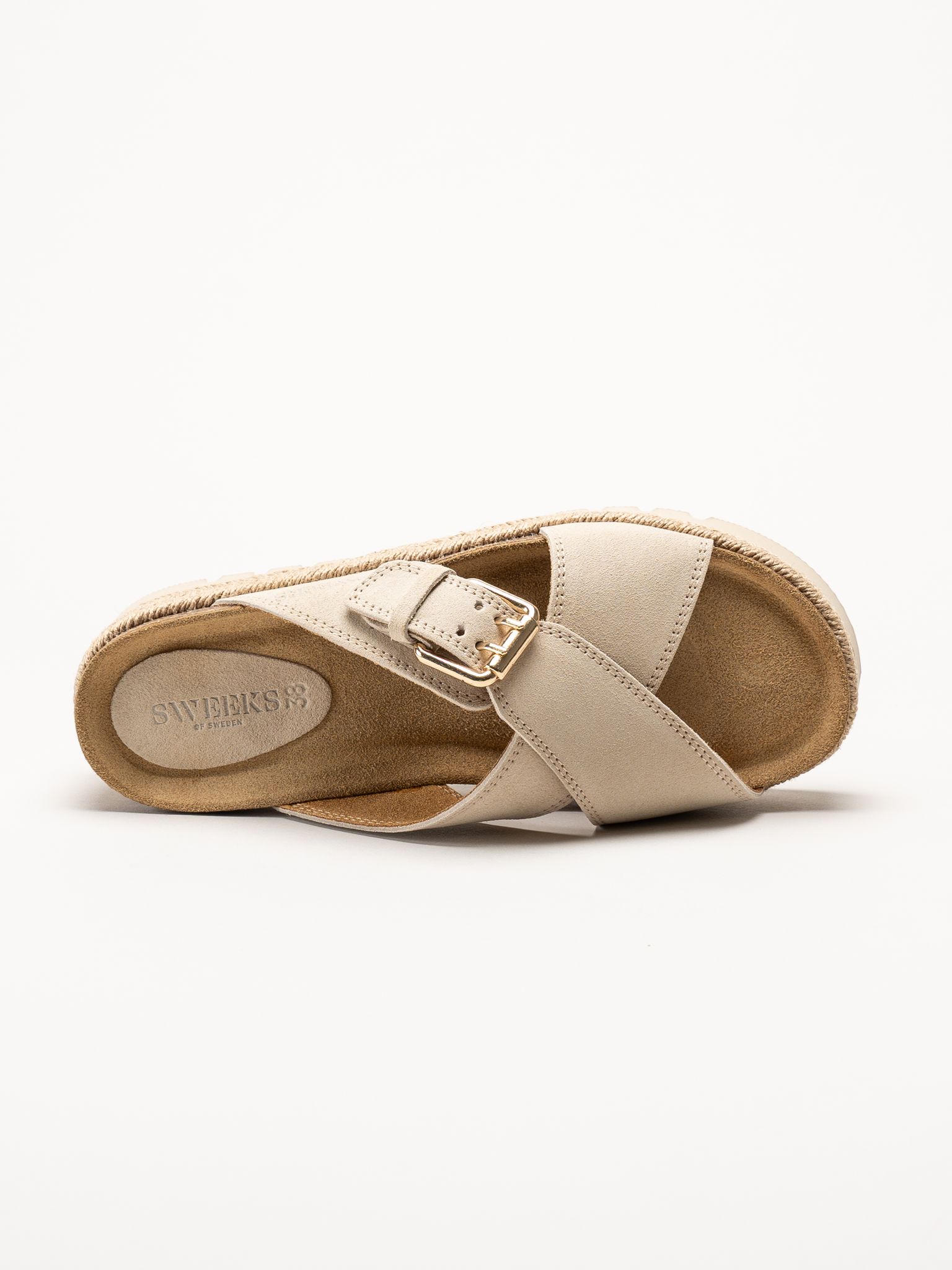Sweeks - Sonja Cross - Beige sandaler i mocka
