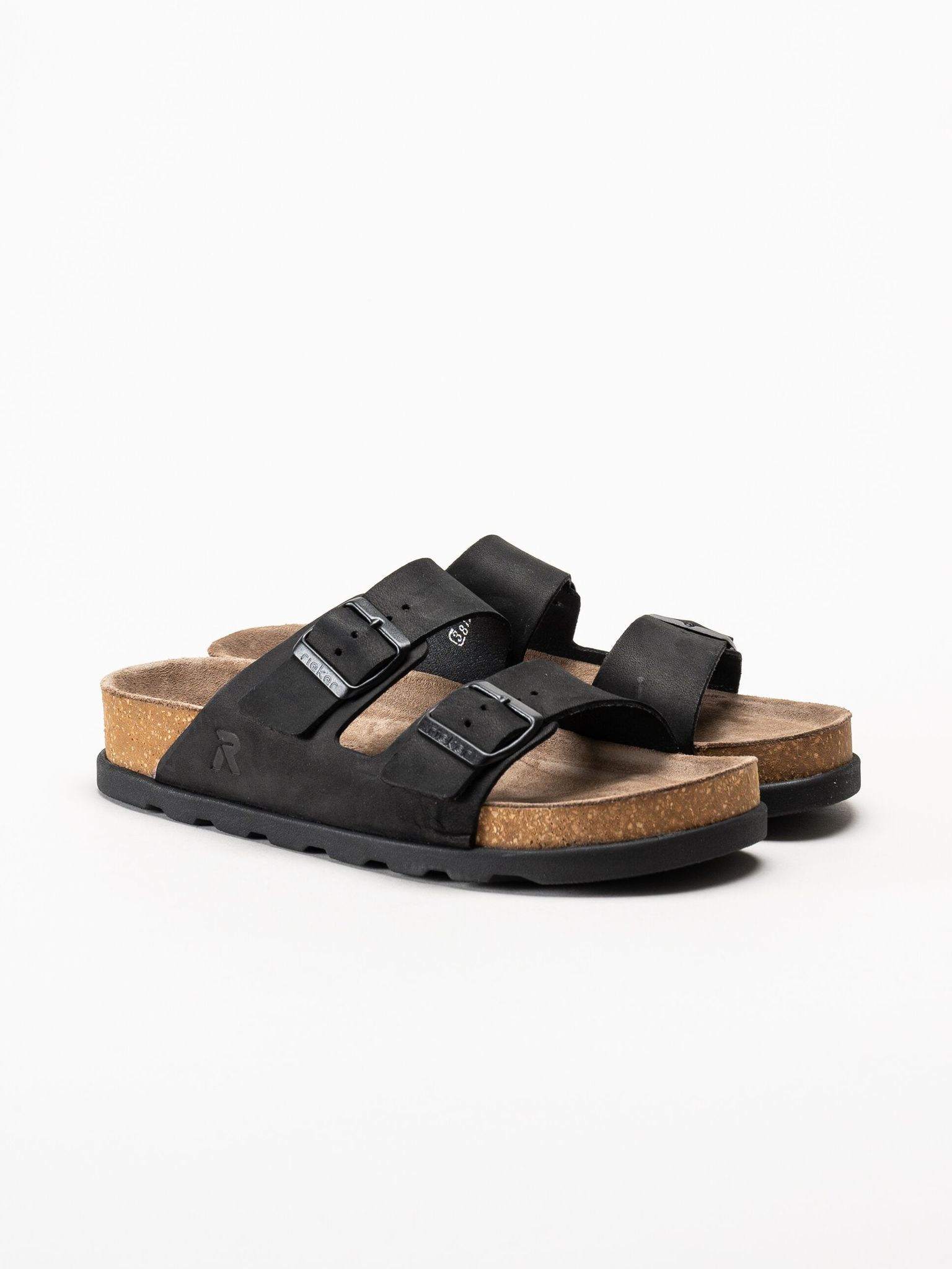 Rieker - Svarta sandaler i nubuck