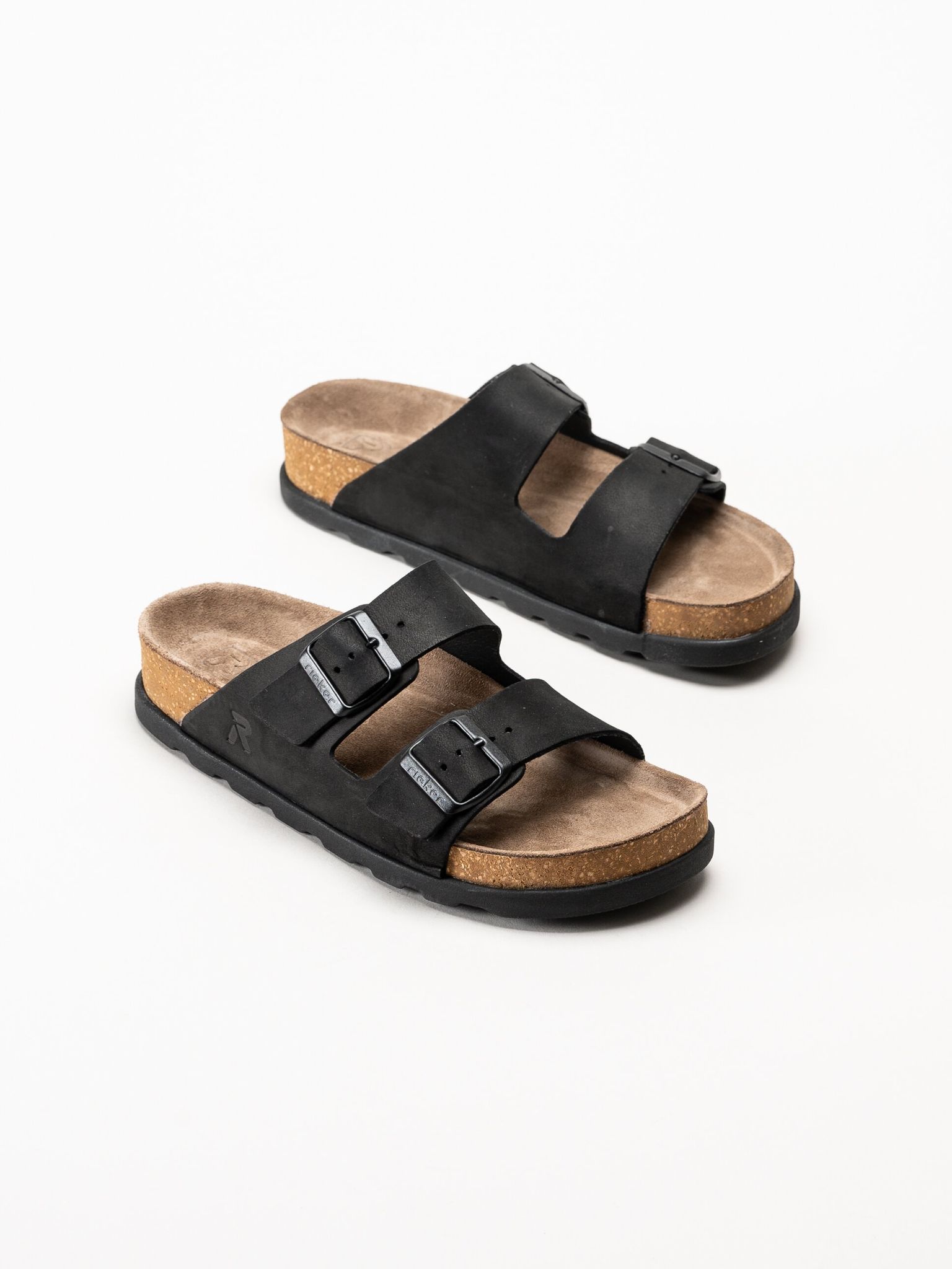 Rieker - Svarta sandaler i nubuck