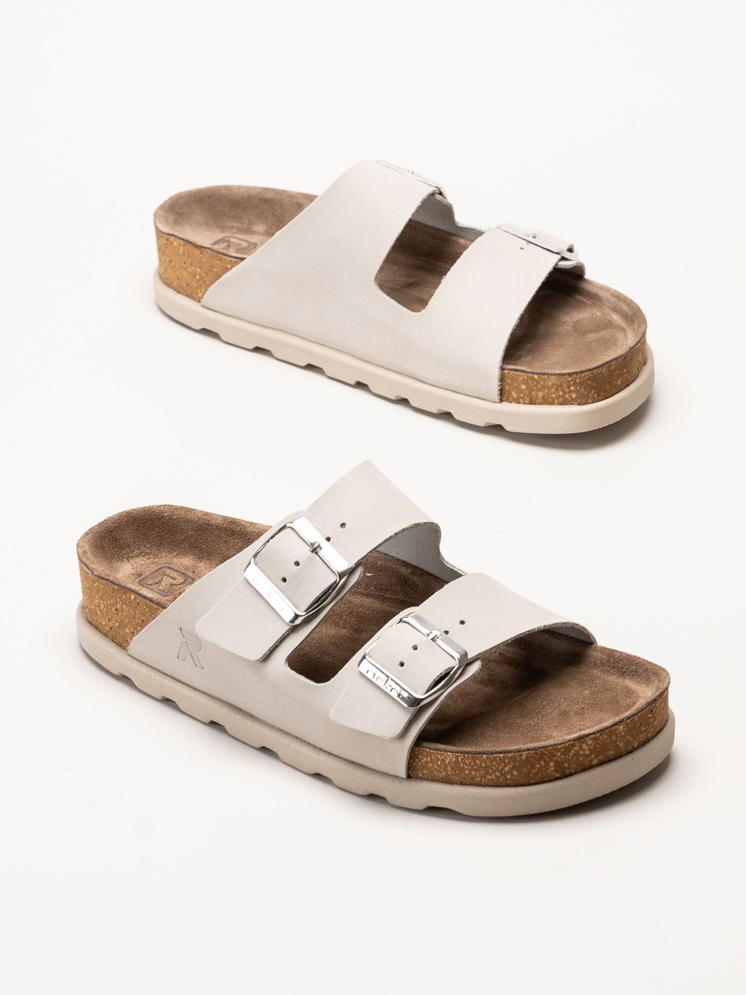 Rieker - Ljusgrå sandaler i nubuck
