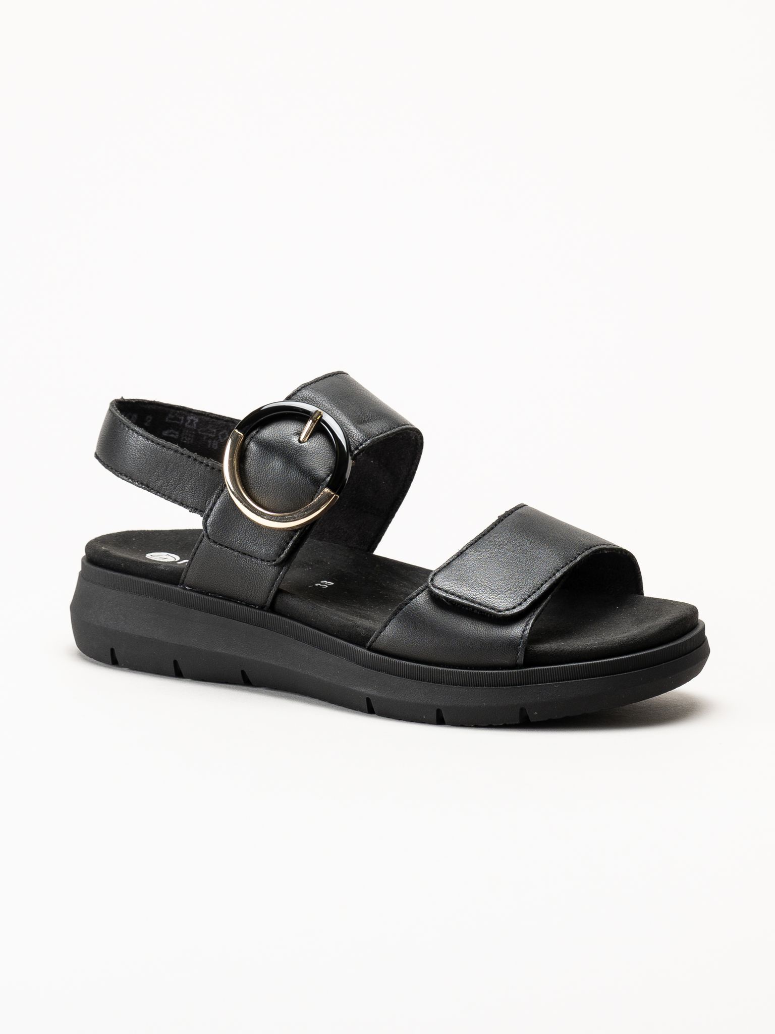 Remonte - Svarta sandaler i skinn