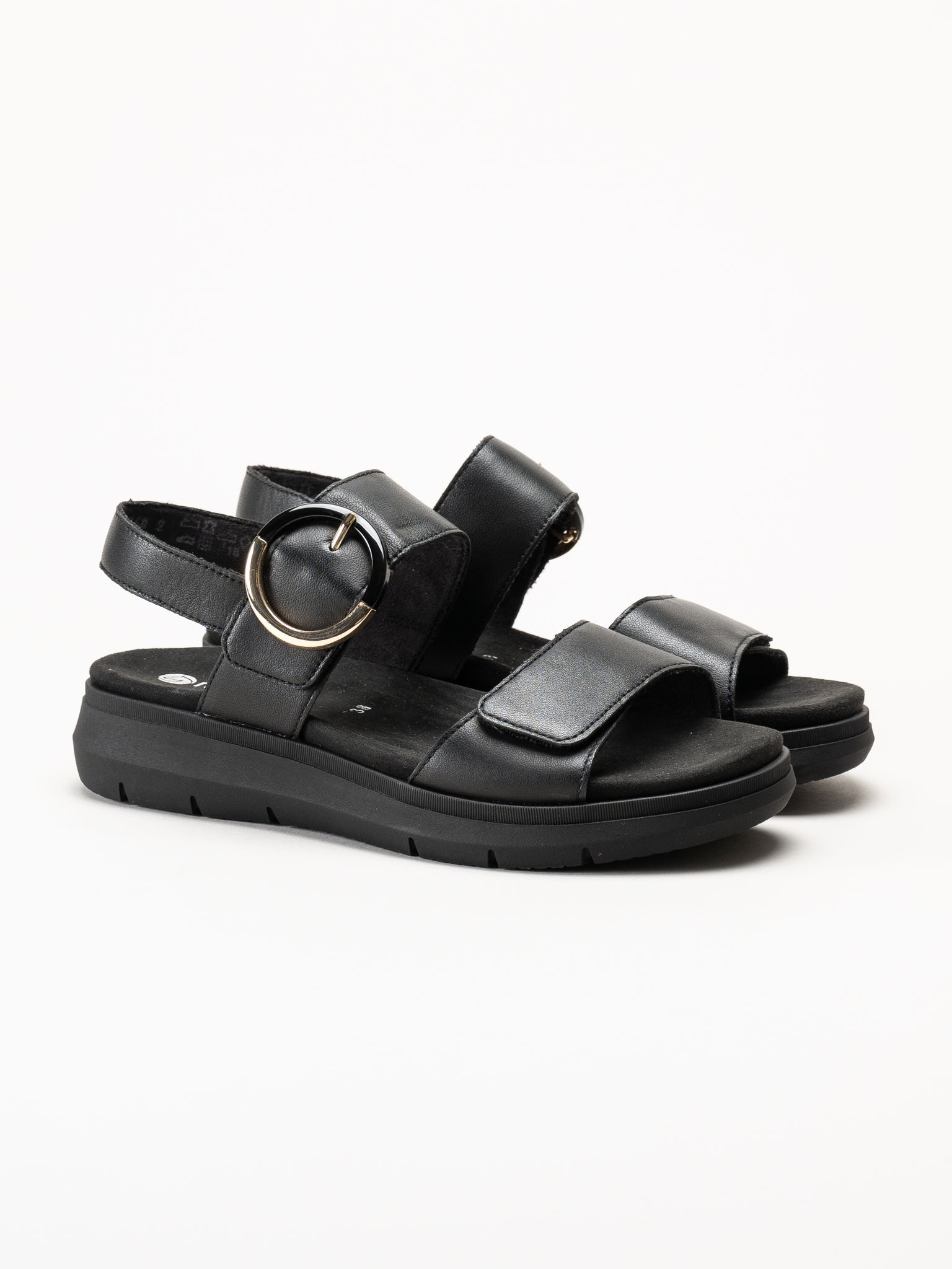 Remonte - Svarta sandaler i skinn