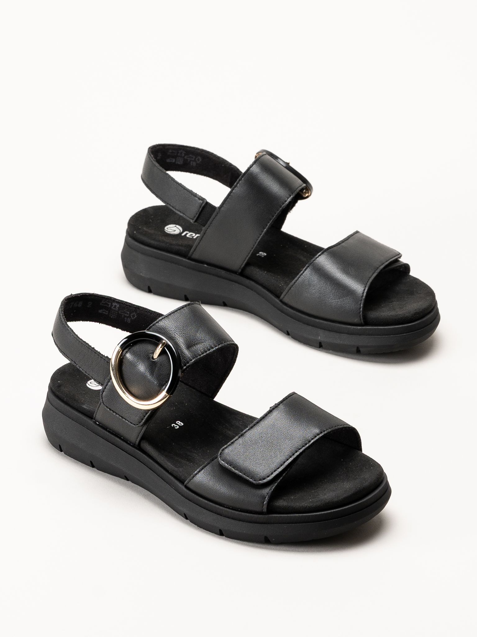 Remonte - Svarta sandaler i skinn