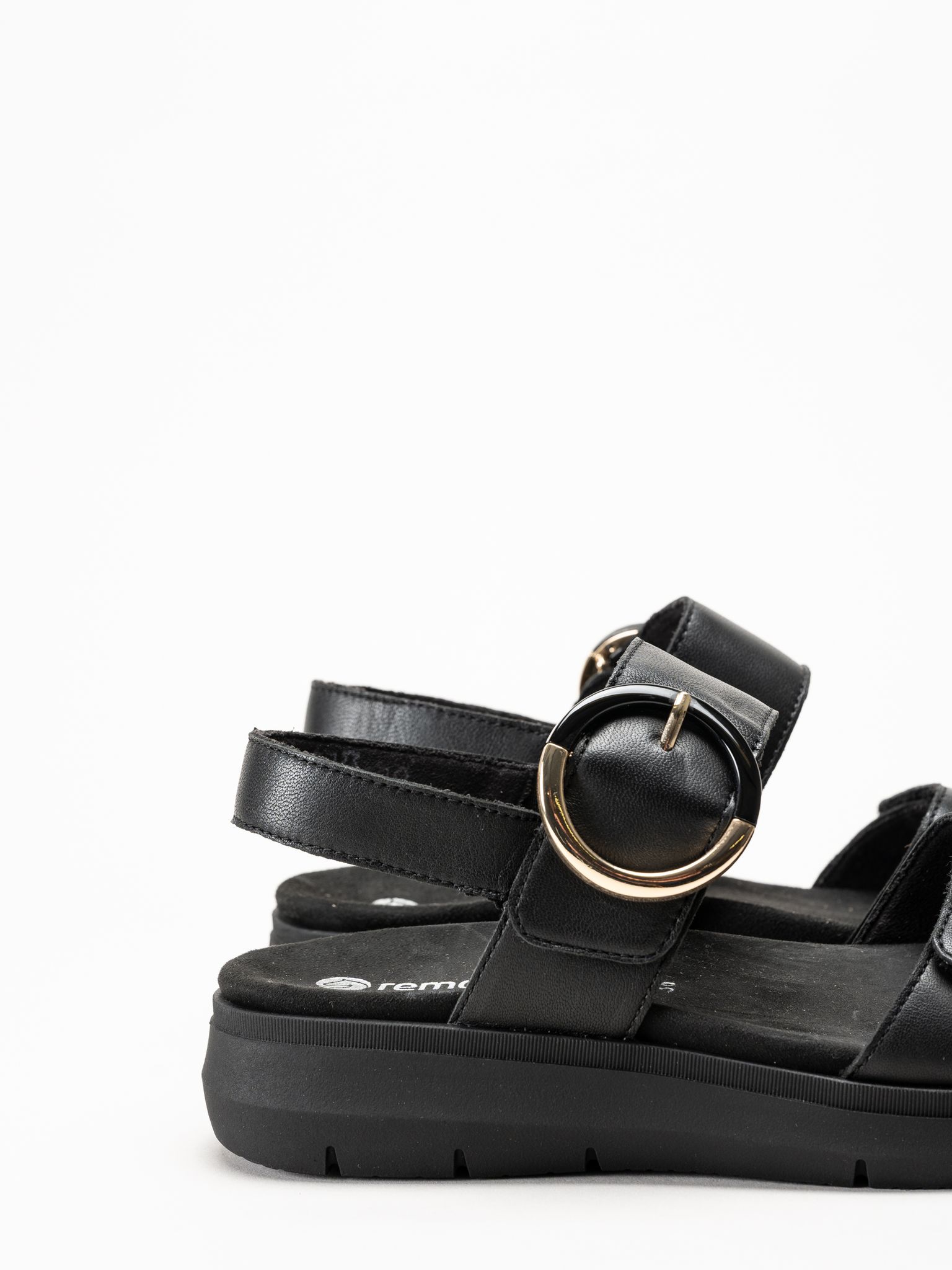 Remonte - Svarta sandaler i skinn