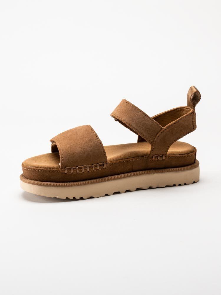 UGG - W Goldenstar - Bruna platåsandaler i mocka
