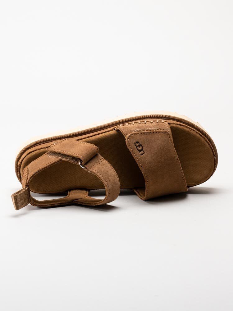 UGG - W Goldenstar - Bruna platåsandaler i mocka