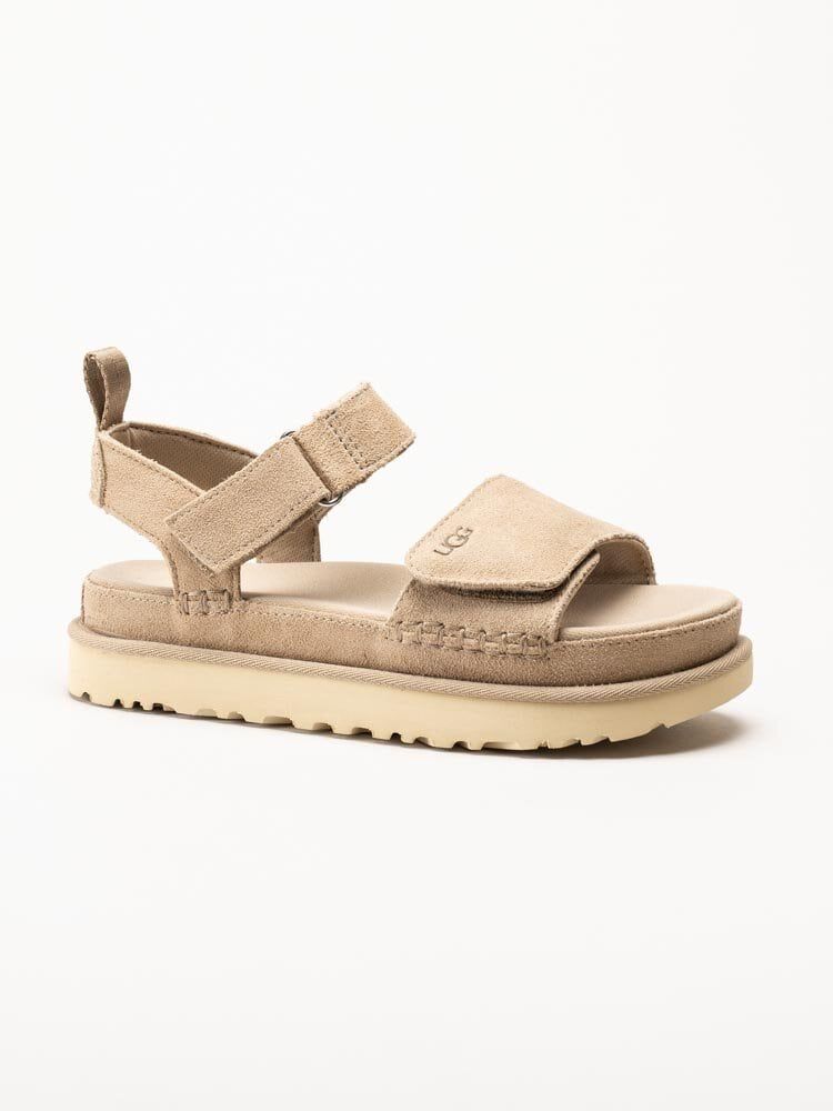 UGG - W Goldenstar - Ljusbeige platåsandaler i mocka