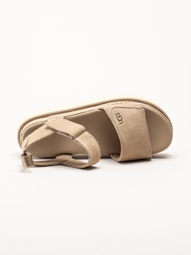 UGG - W Goldenstar - Ljusbeige platåsandaler i mocka