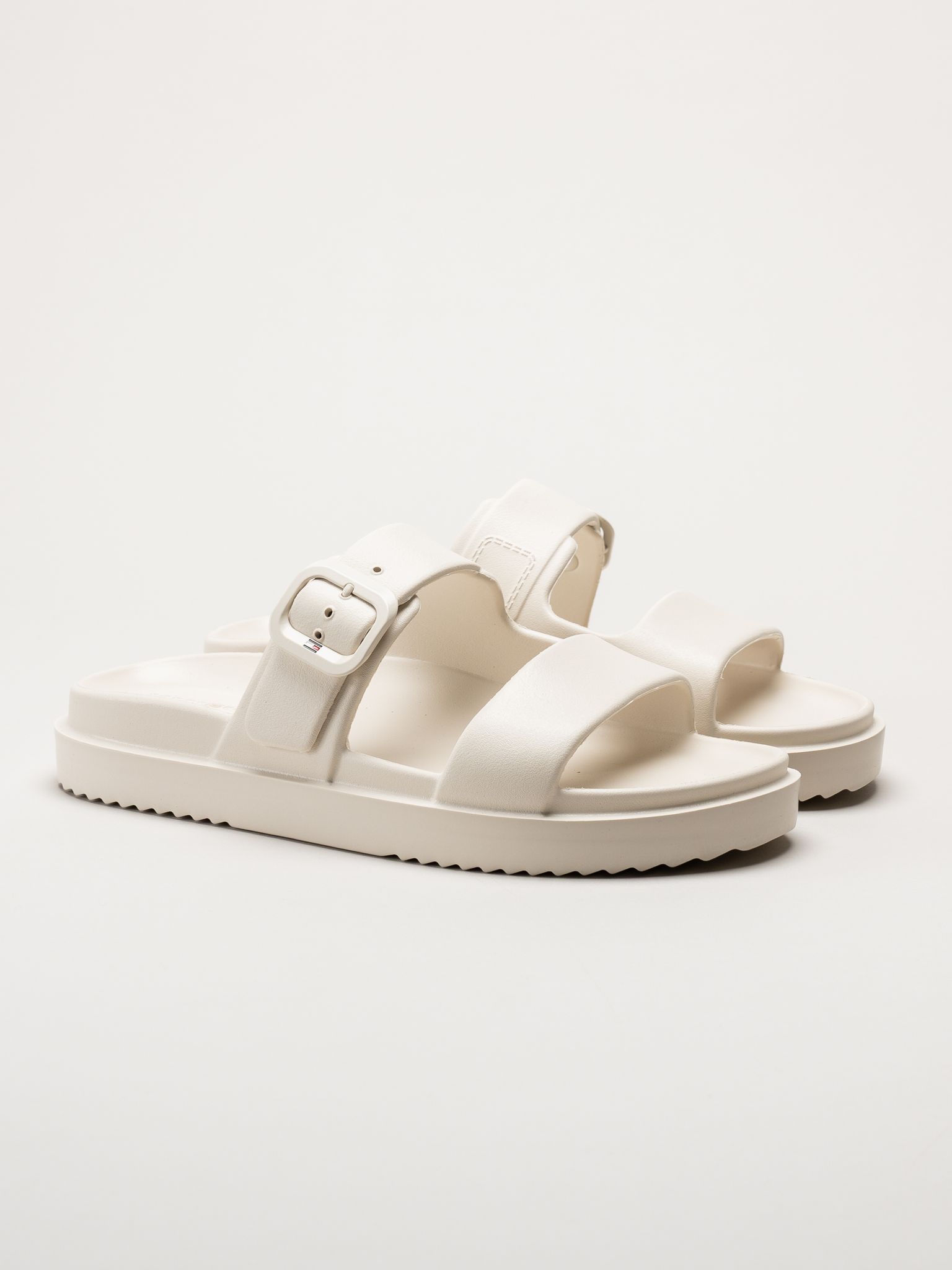 Tommy Hilfiger - Double Strap - Offwhite sandaler med spänne