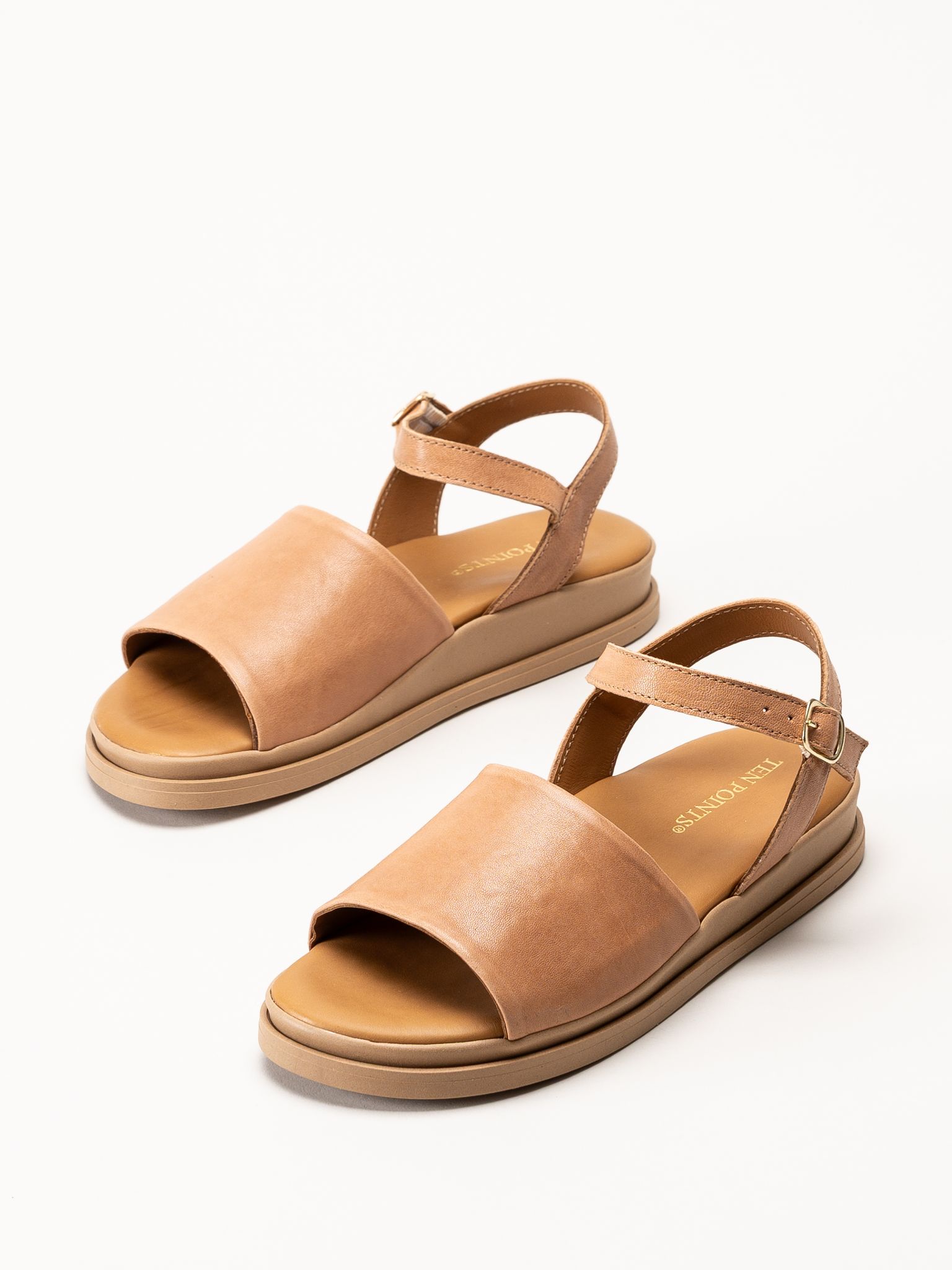 Ten Points - Alma - Ljusbruna skinnsandaler