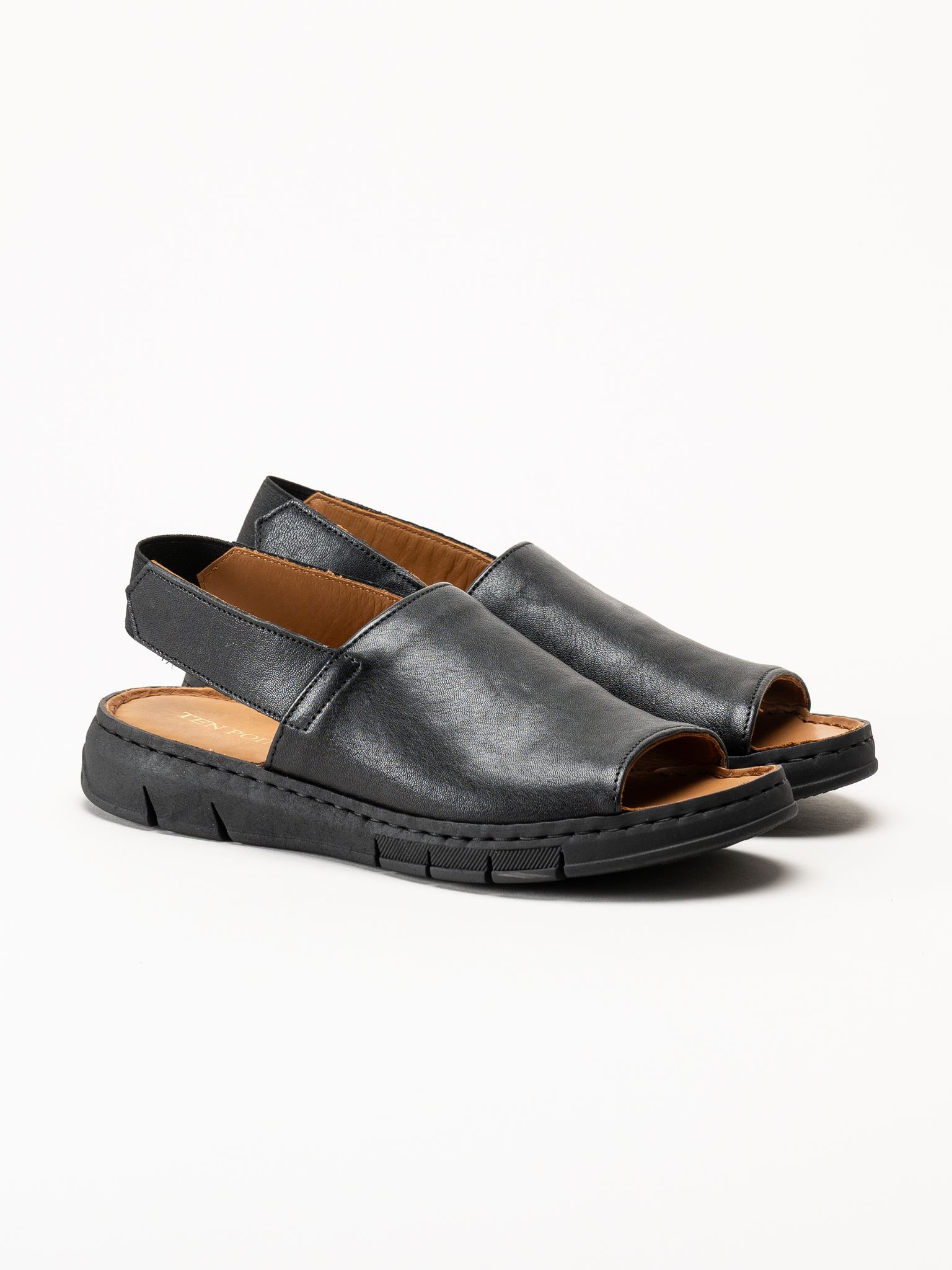 Ten Points - Julia - Svarta sandaler i skinn
