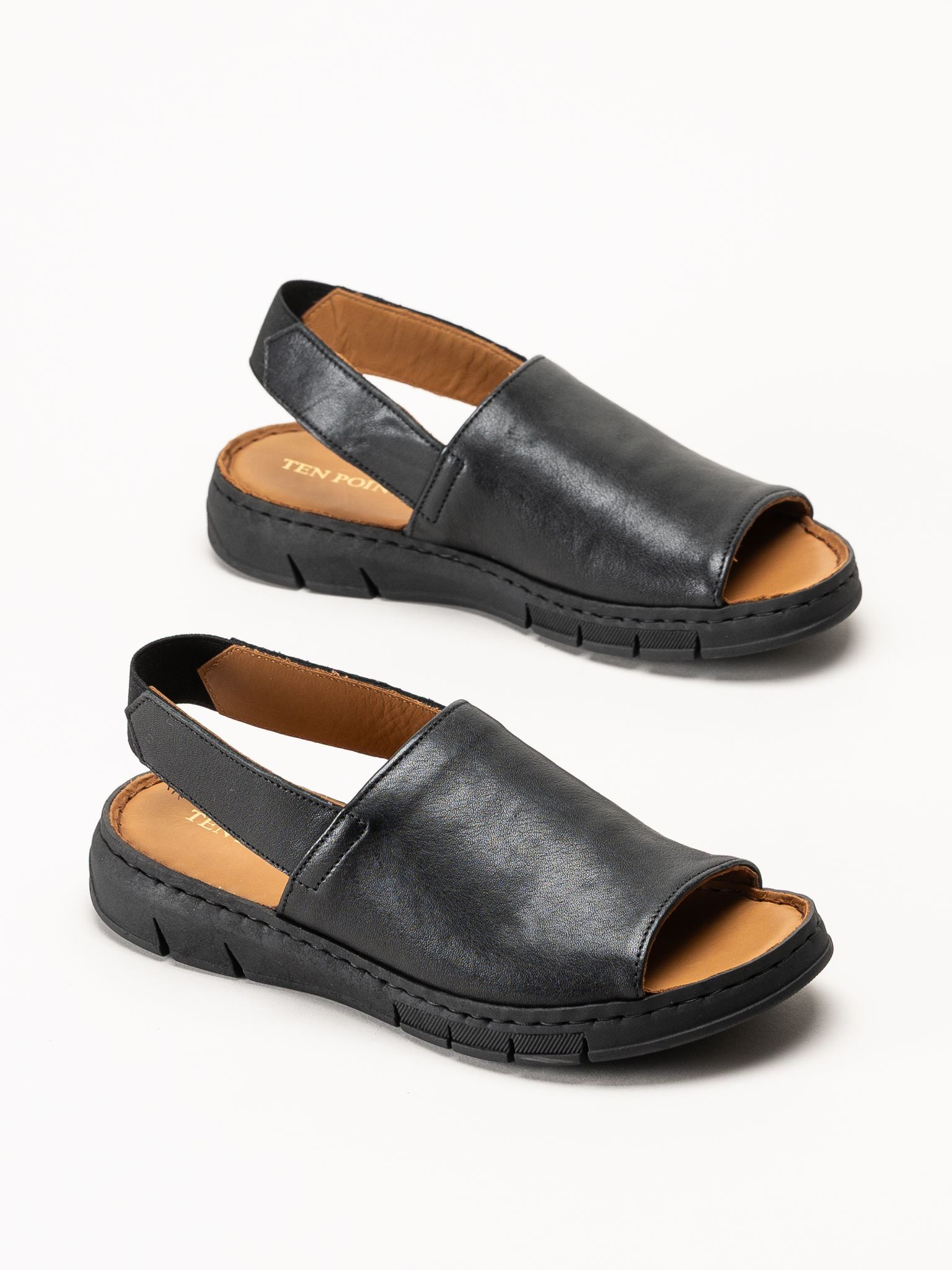 Ten Points - Julia - Svarta sandaler i skinn