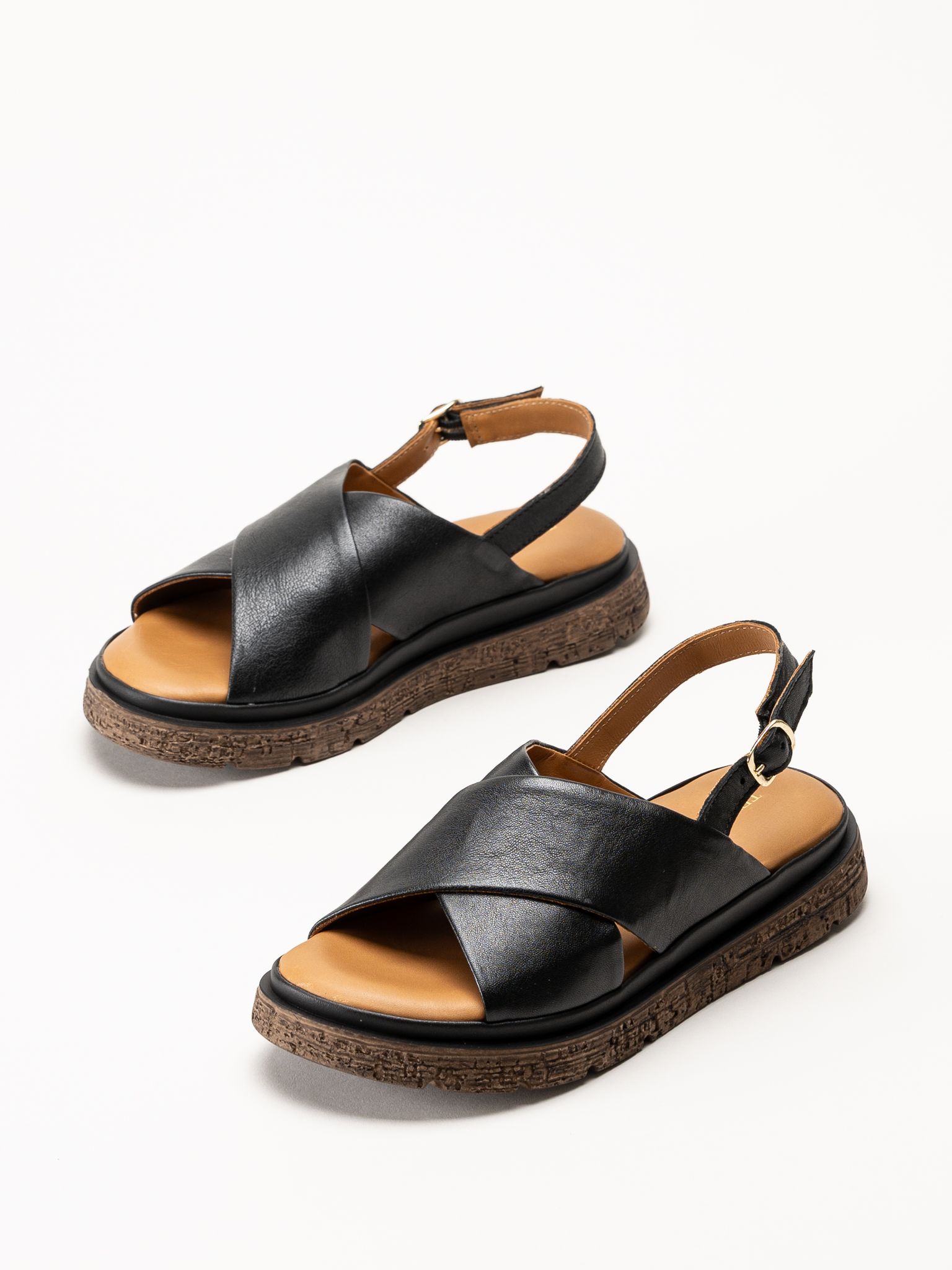 Ten Points - Mona - Svarta skinnsandaler