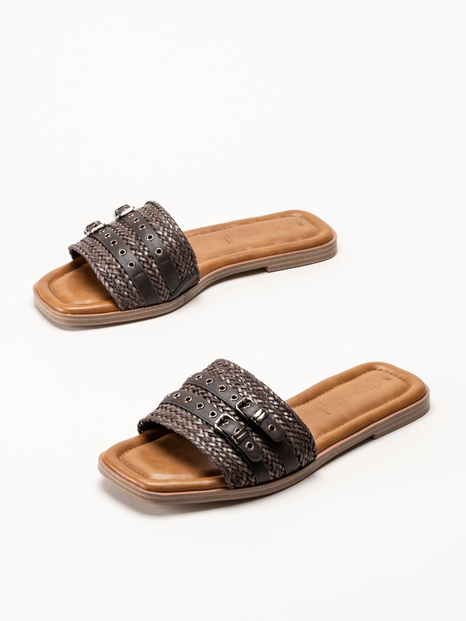 Tamaris - Mörkbruna slip in sandaler