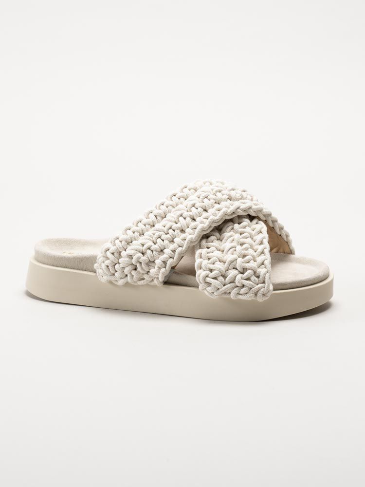 Inuikii - Woven - Vita slip in sandaler i virkad textil