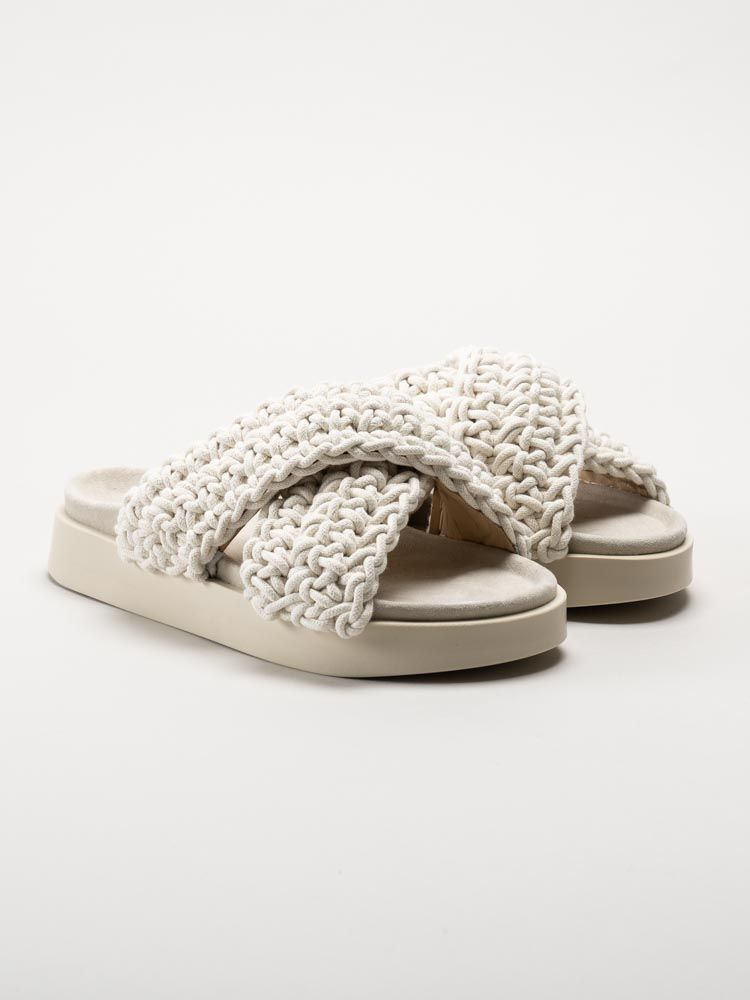 Inuikii - Woven - Vita slip in sandaler i virkad textil