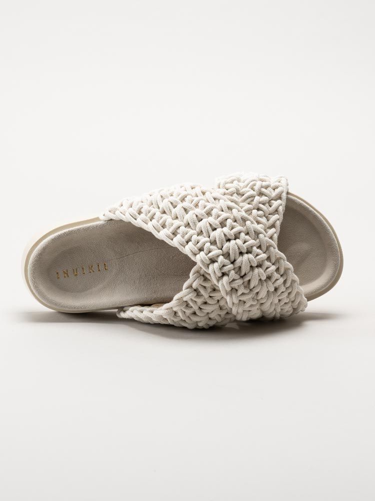 Inuikii - Woven - Vita slip in sandaler i virkad textil