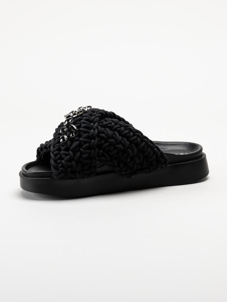 Inuikii - Woven Stones - Svarta slip in sandaler i virkad textil