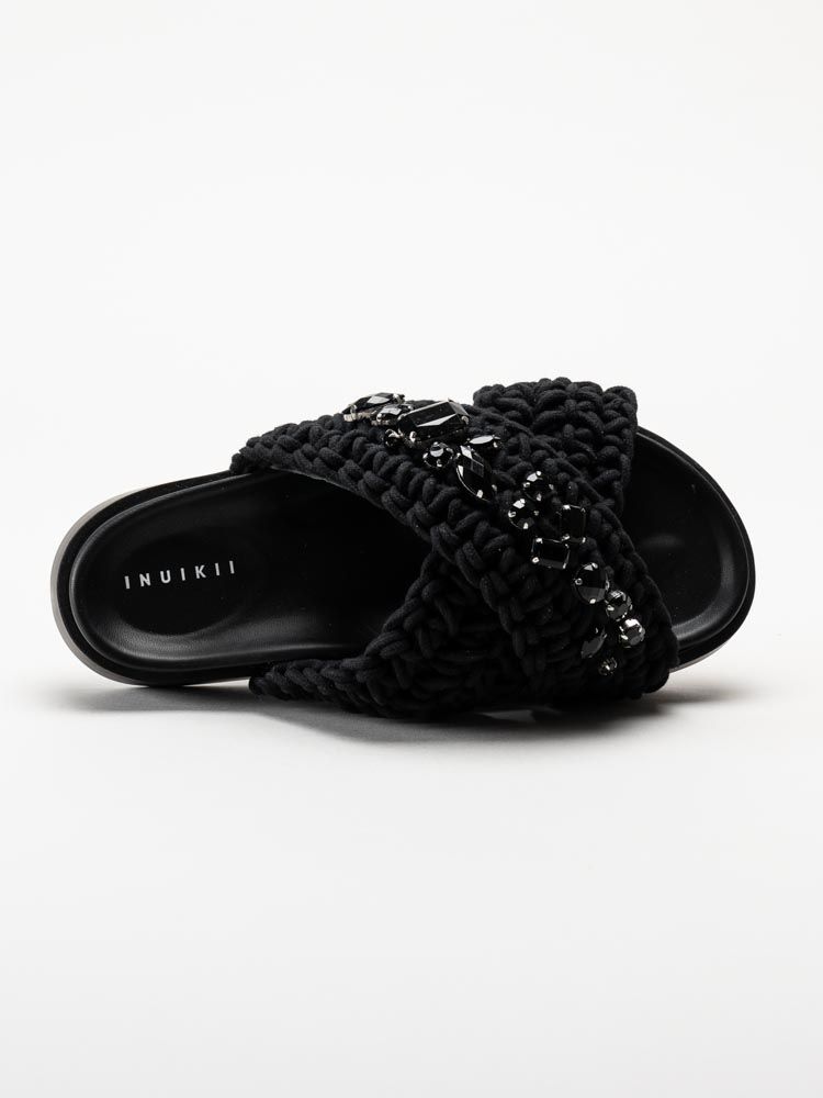 Inuikii - Woven Stones - Svarta slip in sandaler i virkad textil