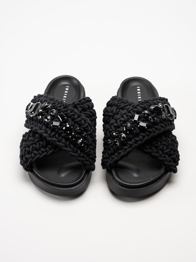 Inuikii - Woven Stones - Svarta slip in sandaler i virkad textil