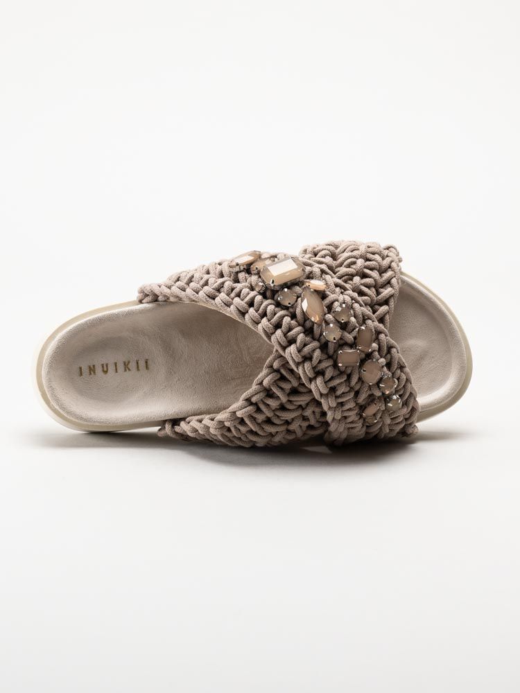 Inuikii - Woven Stones - Beige slip in sandaler i virkad textil