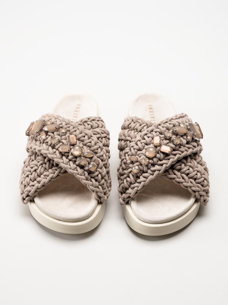 Inuikii - Woven Stones - Beige slip in sandaler i virkad textil