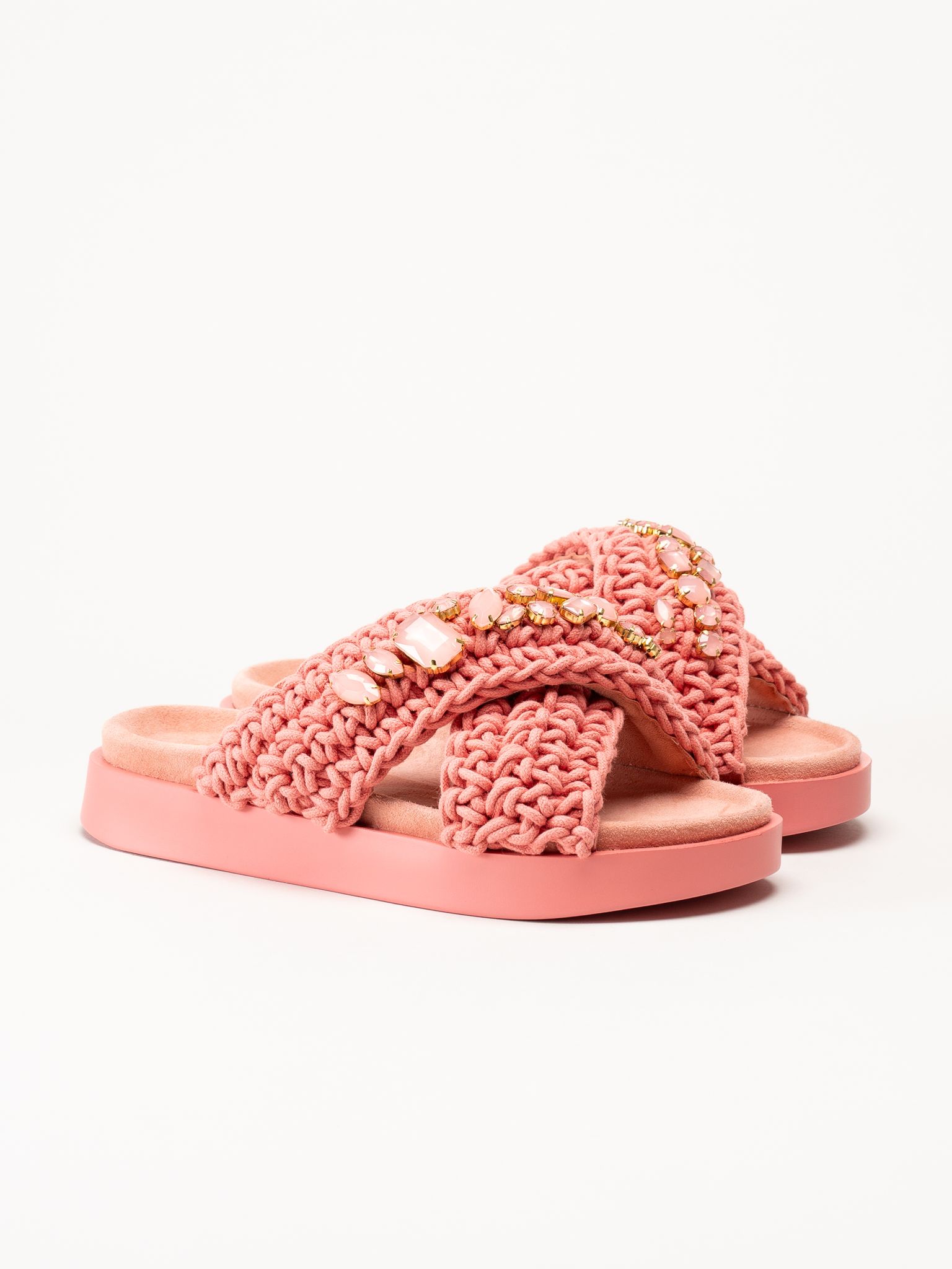 Inuikii - Woven Stones - Rosa slip in sandaler i virkad textil