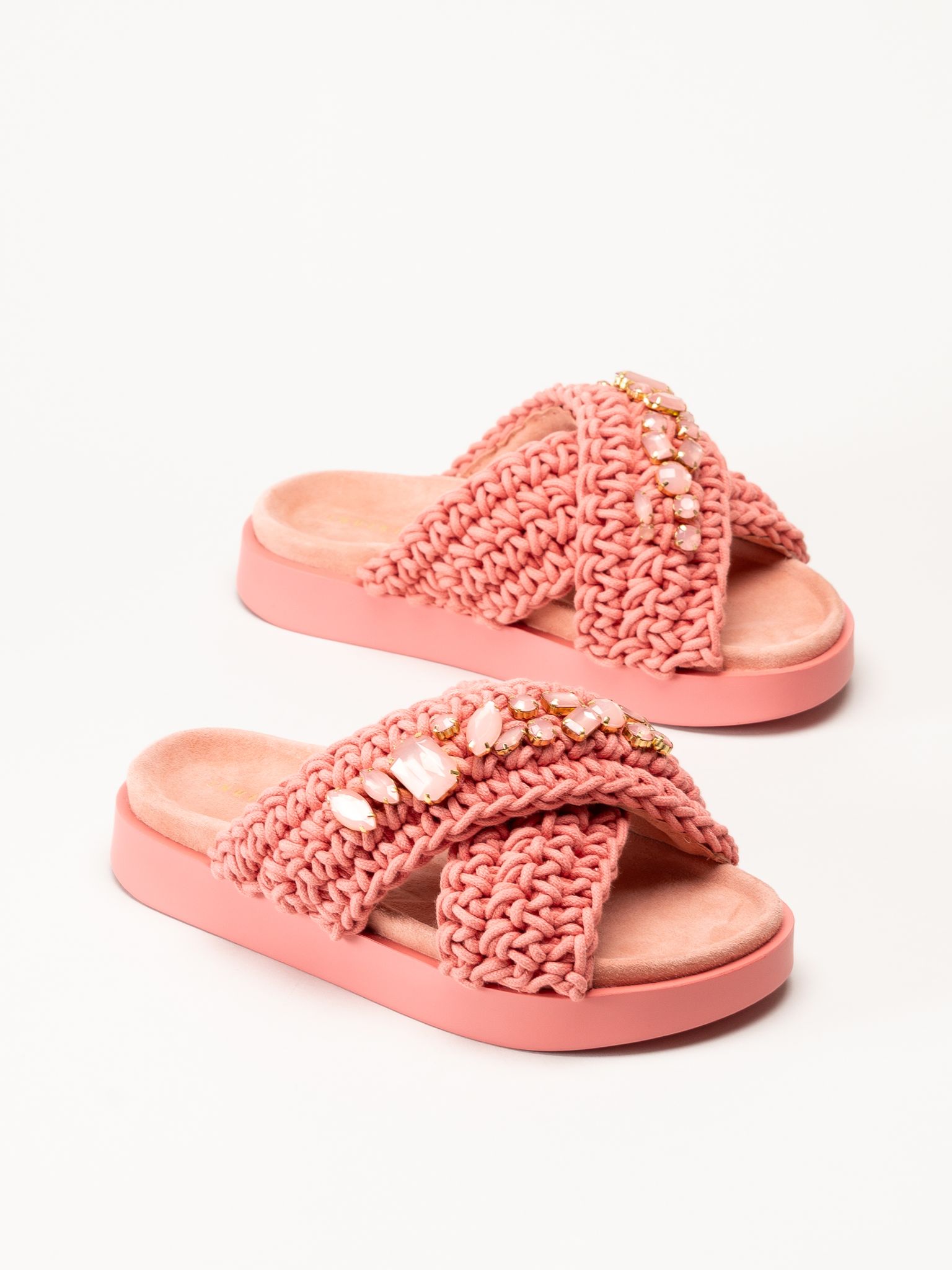 Inuikii - Woven Stones - Rosa slip in sandaler i virkad textil