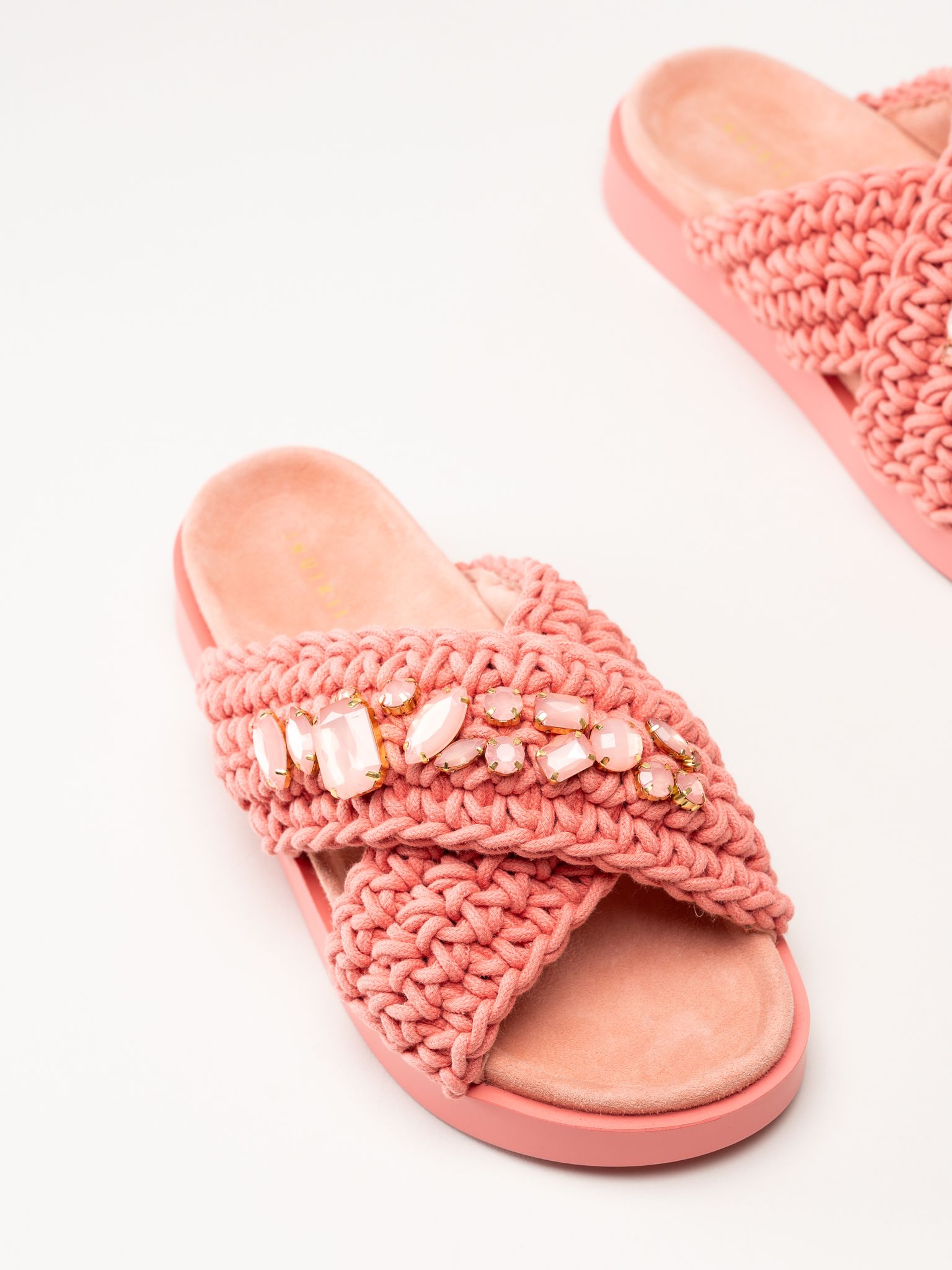 Inuikii - Woven Stones - Rosa slip in sandaler i virkad textil