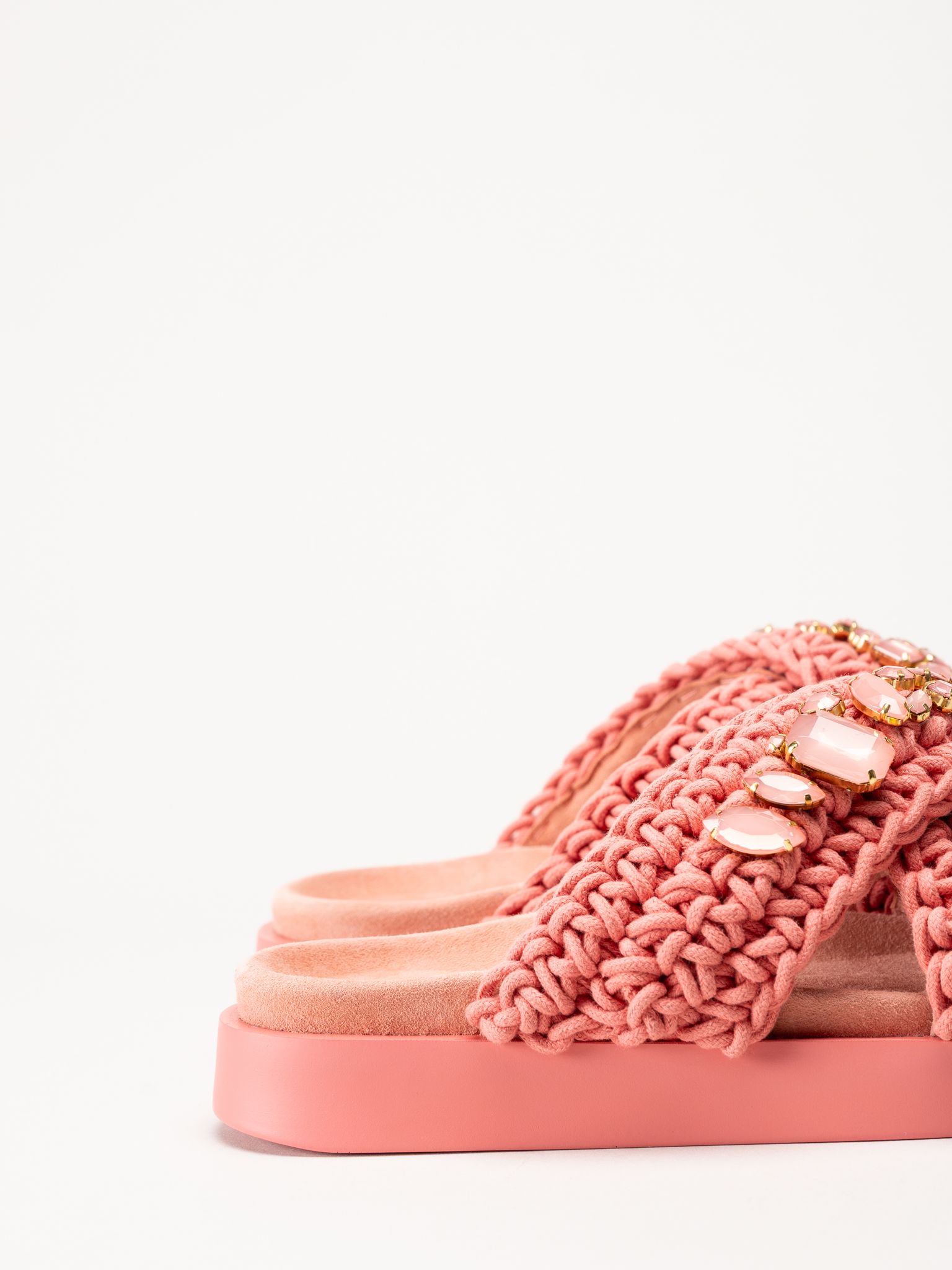 Inuikii - Woven Stones - Rosa slip in sandaler i virkad textil