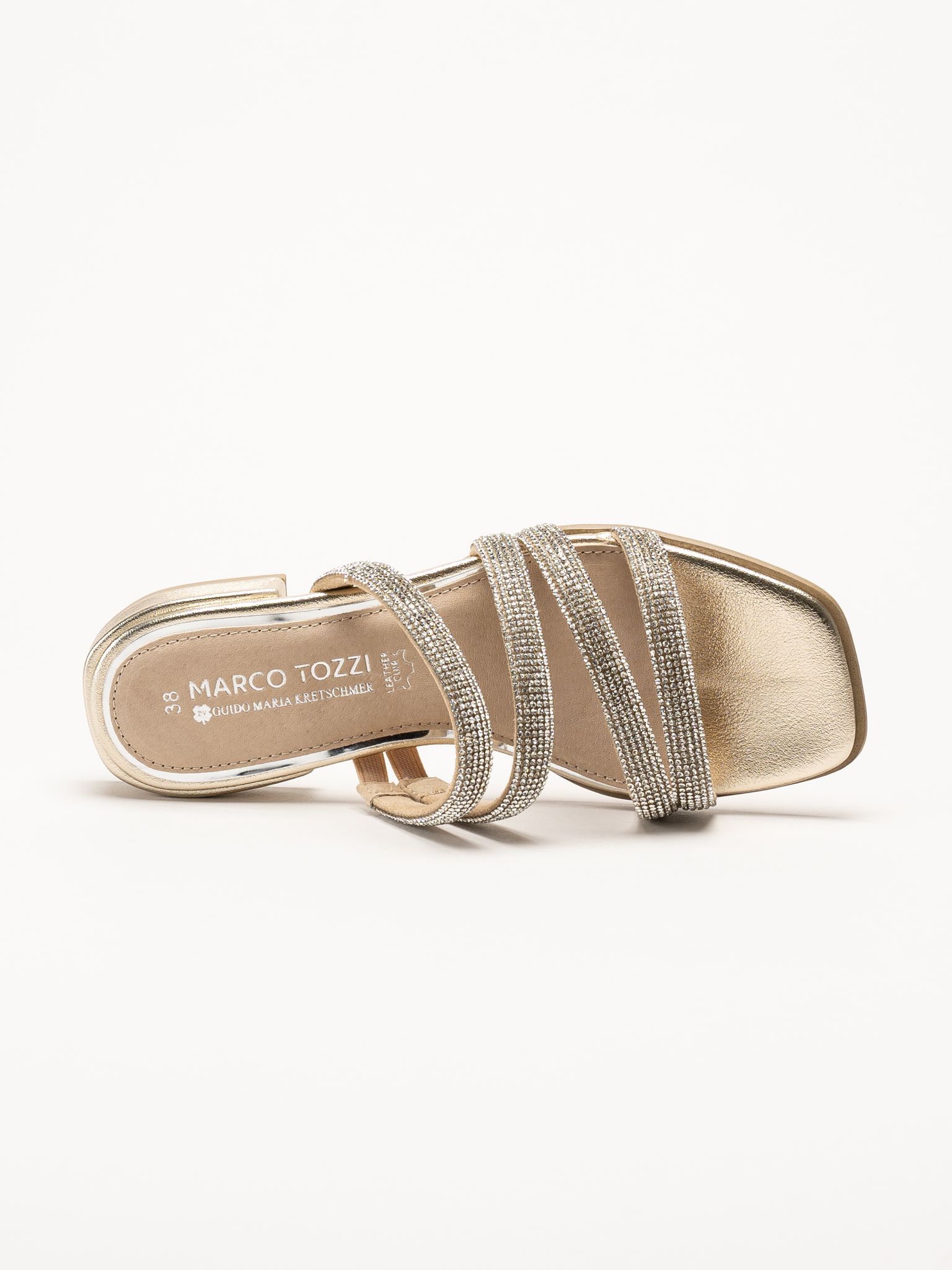 Marco Tozzi - Guldfärgade sandaler med strass