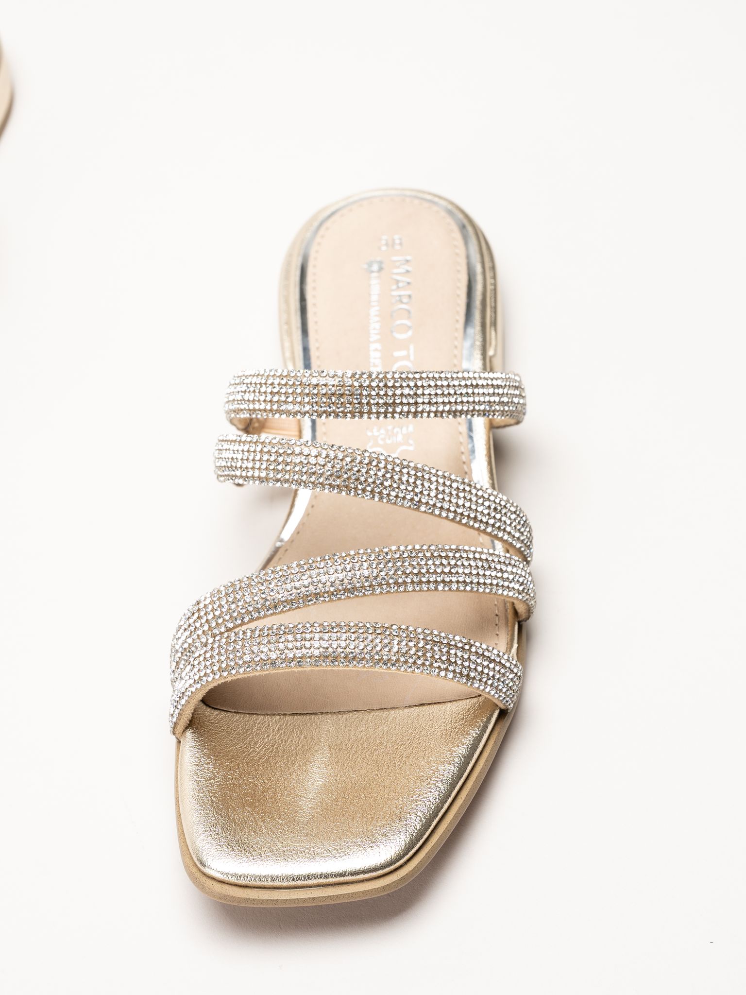 Marco Tozzi - Guldfärgade sandaler med strass