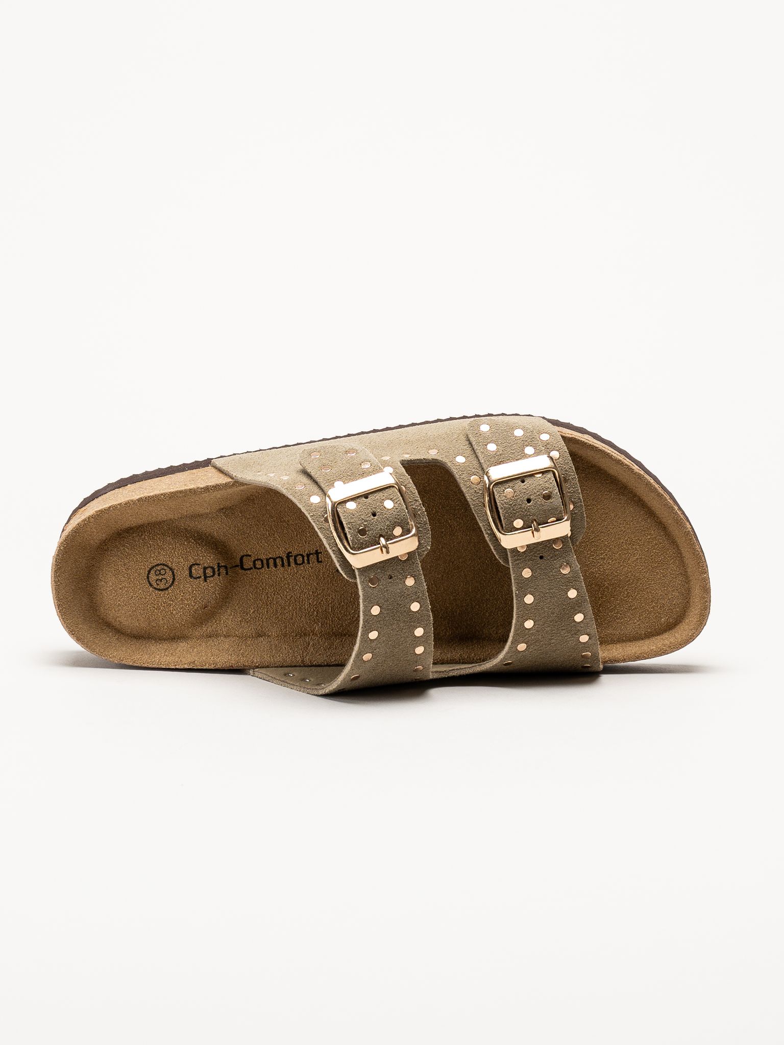 CpH Comfort - Grågröna slip in sandaler i mocka