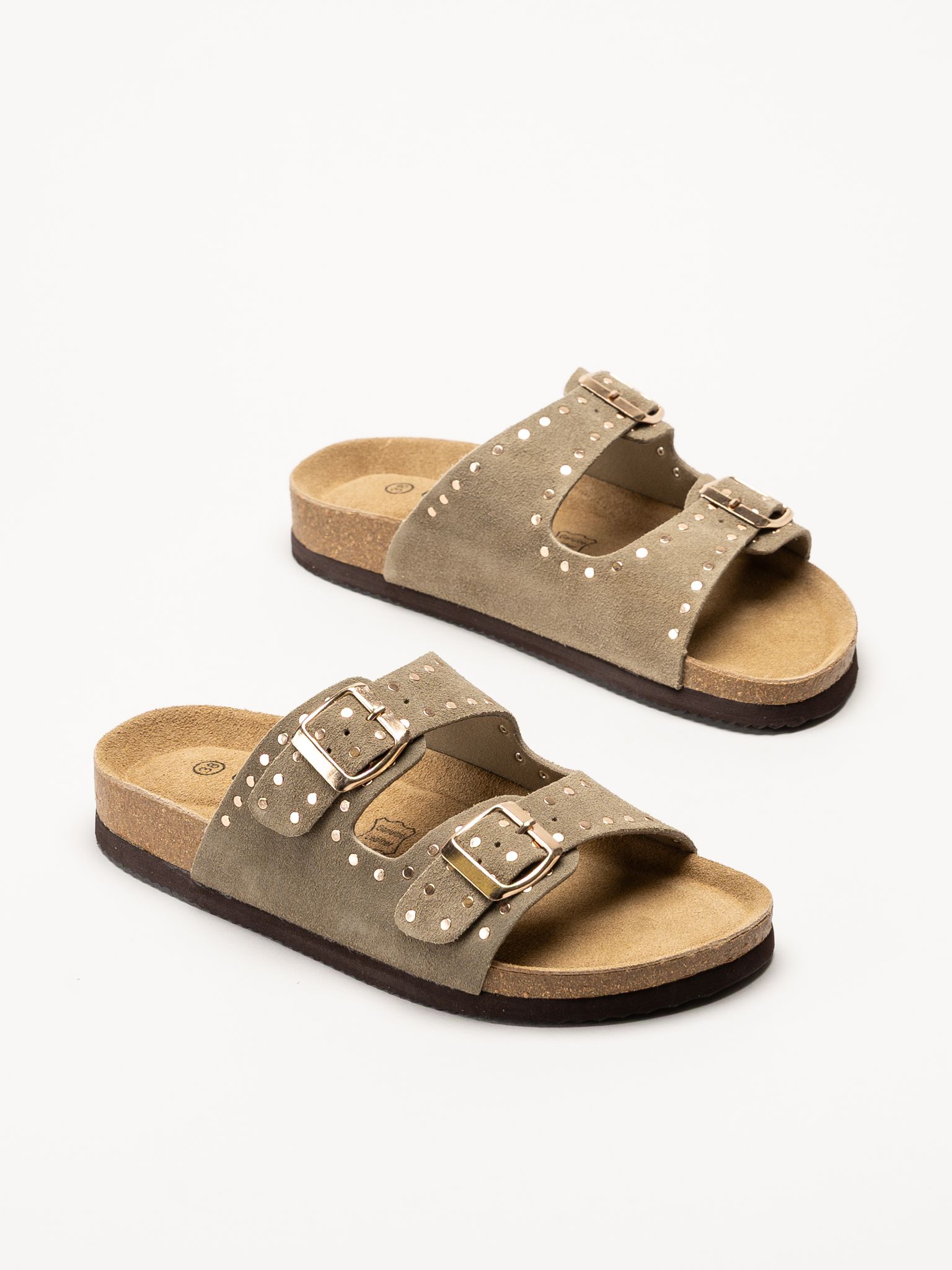 CpH Comfort - Grågröna slip in sandaler i mocka