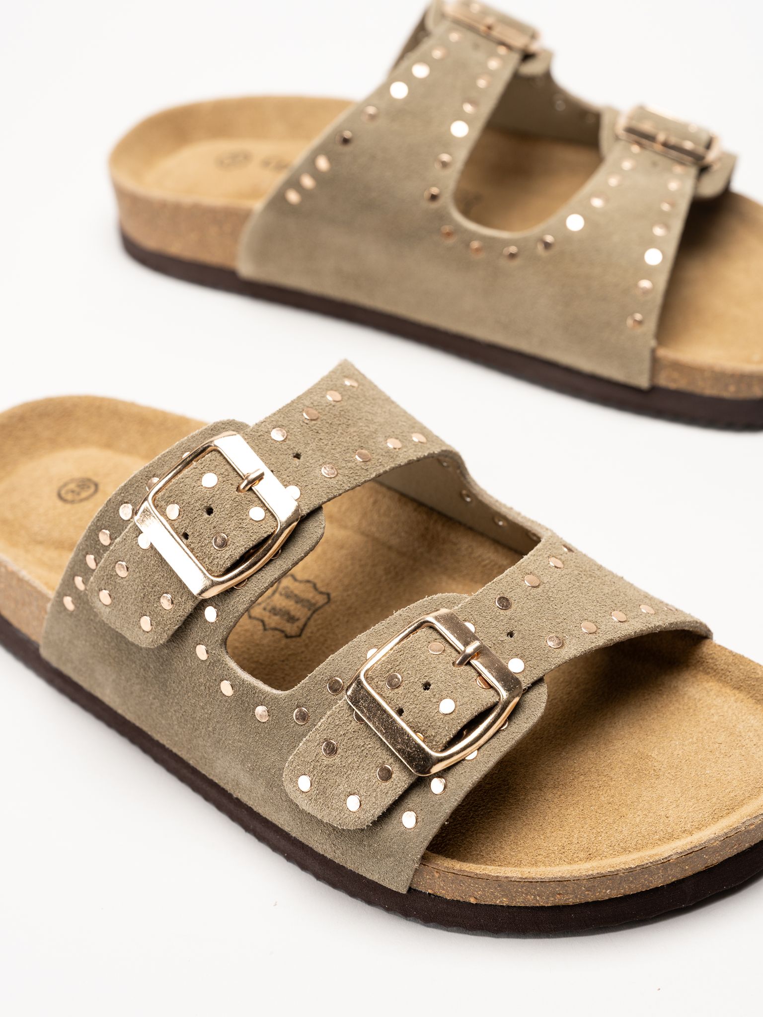 CpH Comfort - Grågröna slip in sandaler i mocka