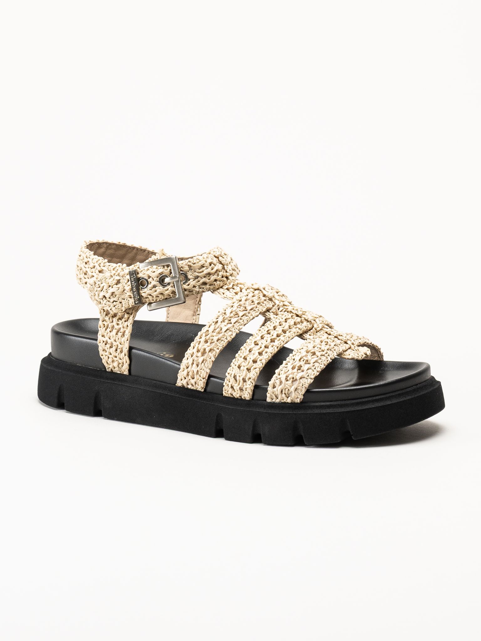 Tamaris - Beige sandaler med virkad ovandel