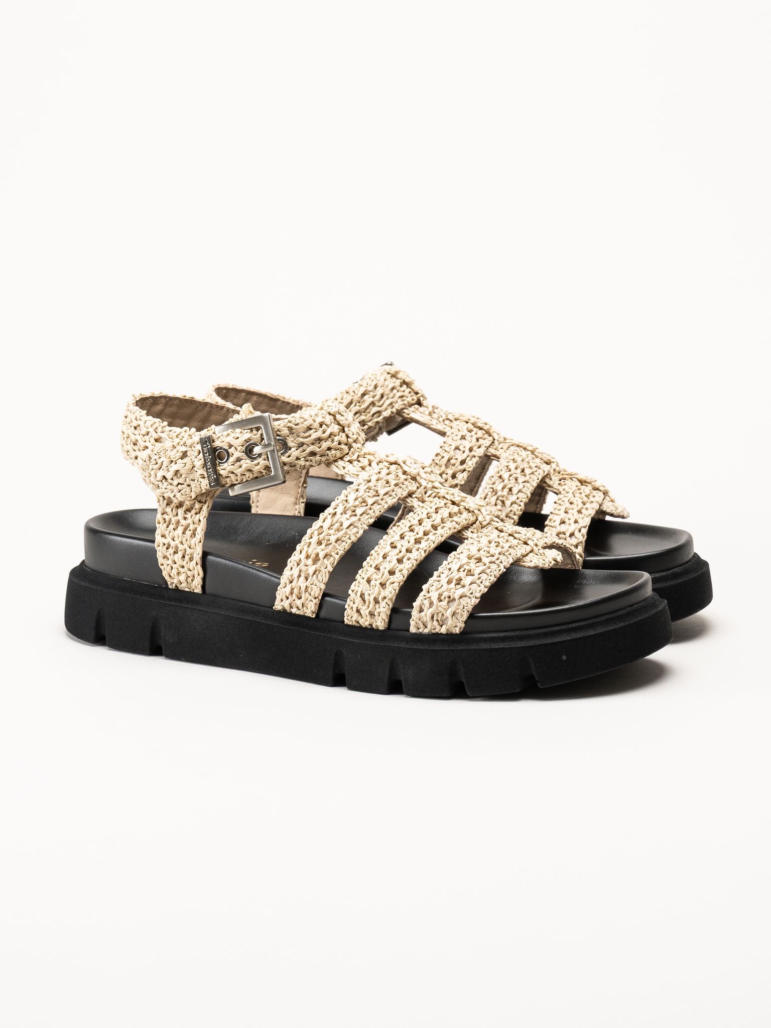 Tamaris - Beige sandaler med virkad ovandel