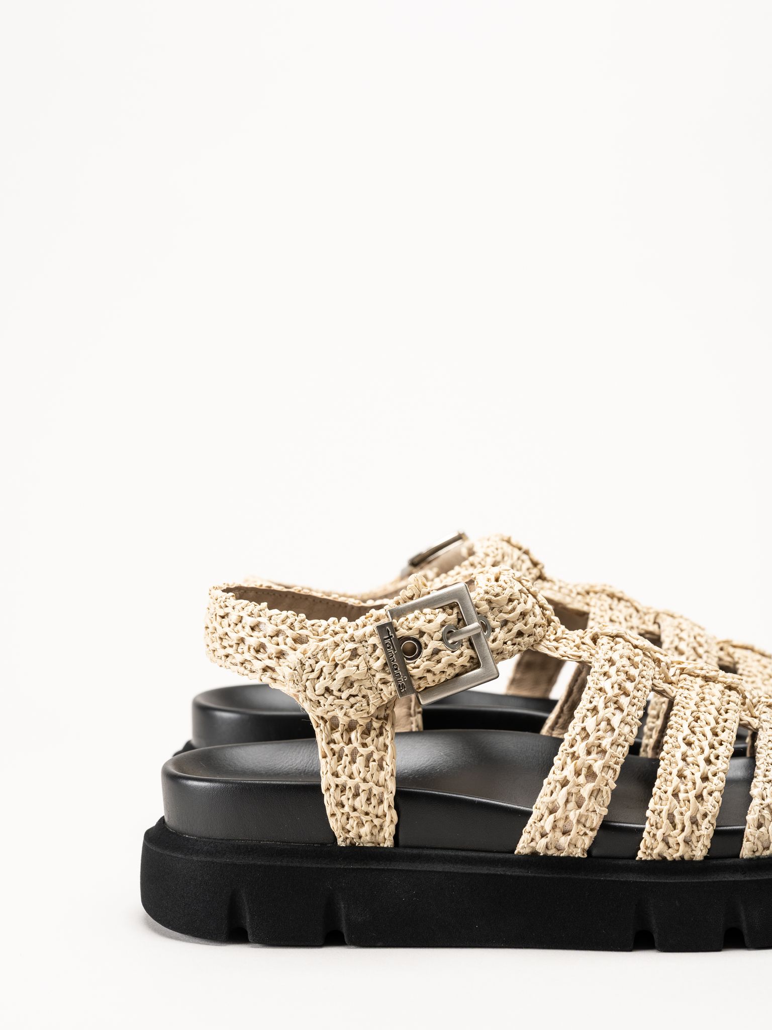 Tamaris - Beige sandaler med virkad ovandel