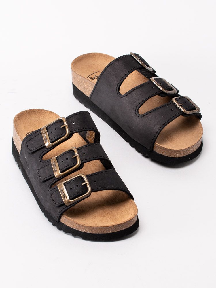 Scholl - Rio - Svarta slip in sandaler i nubuck