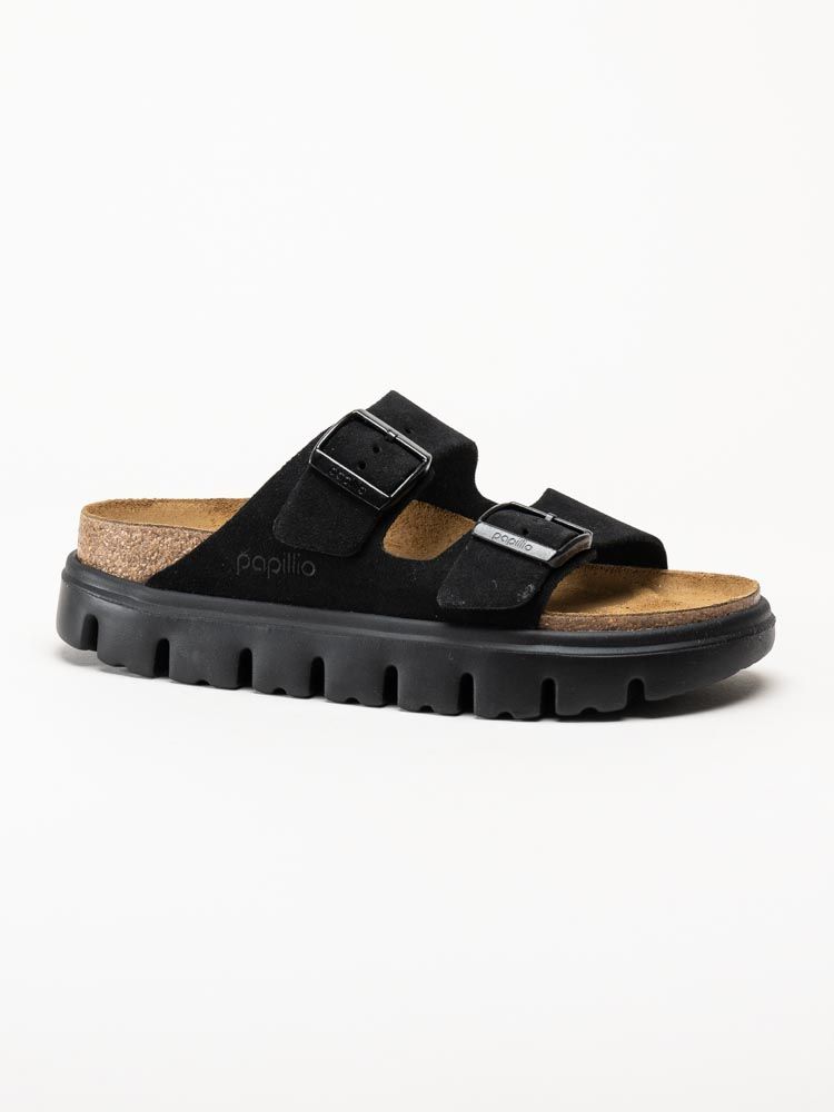 Birkenstock - Arizona Pap - Svarta platåsandaler i mocka