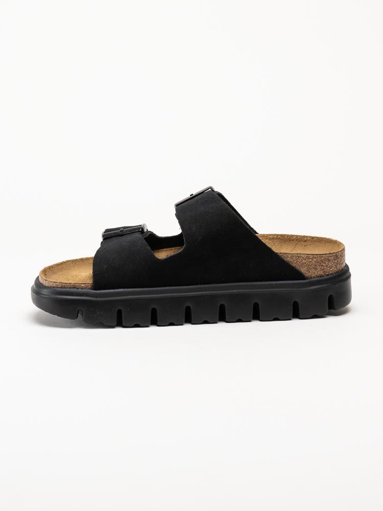 Birkenstock - Arizona Pap - Svarta platåsandaler i mocka