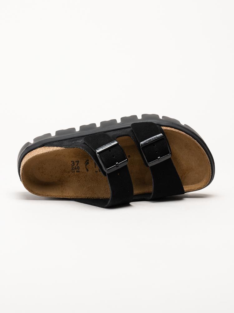 Birkenstock - Arizona Pap - Svarta platåsandaler i mocka