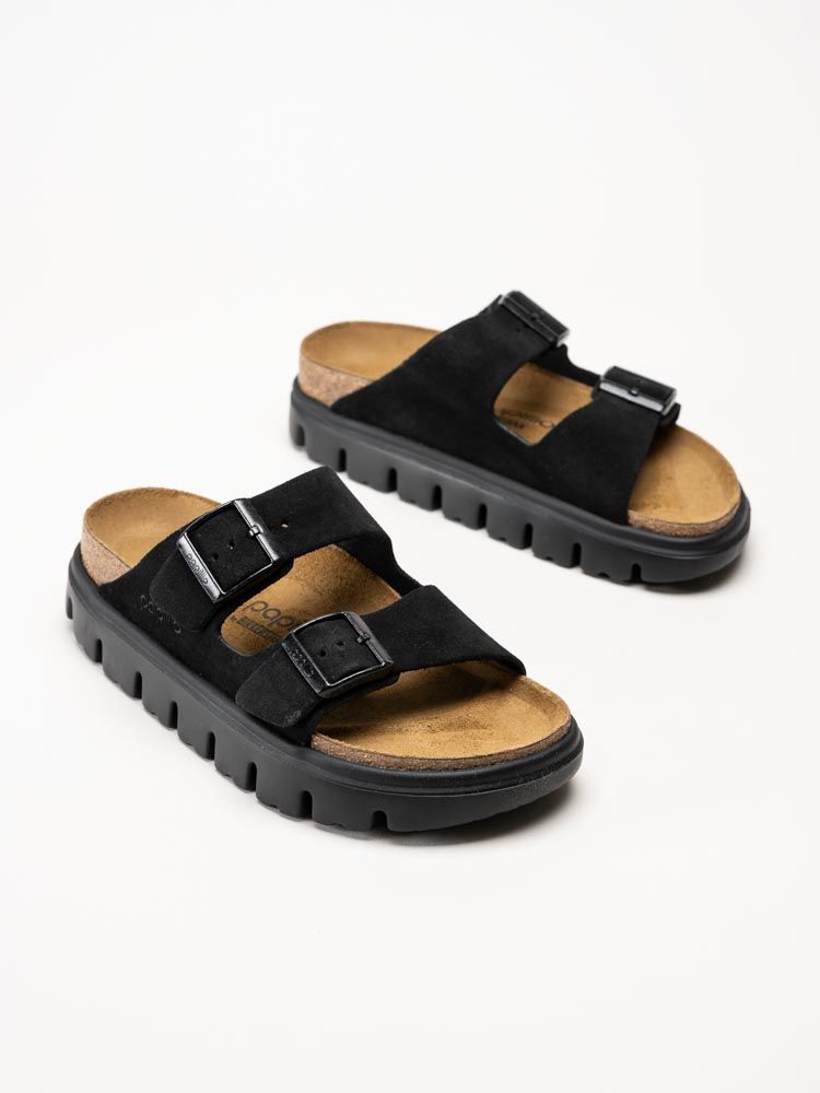 Birkenstock - Arizona Pap - Svarta platåsandaler i mocka